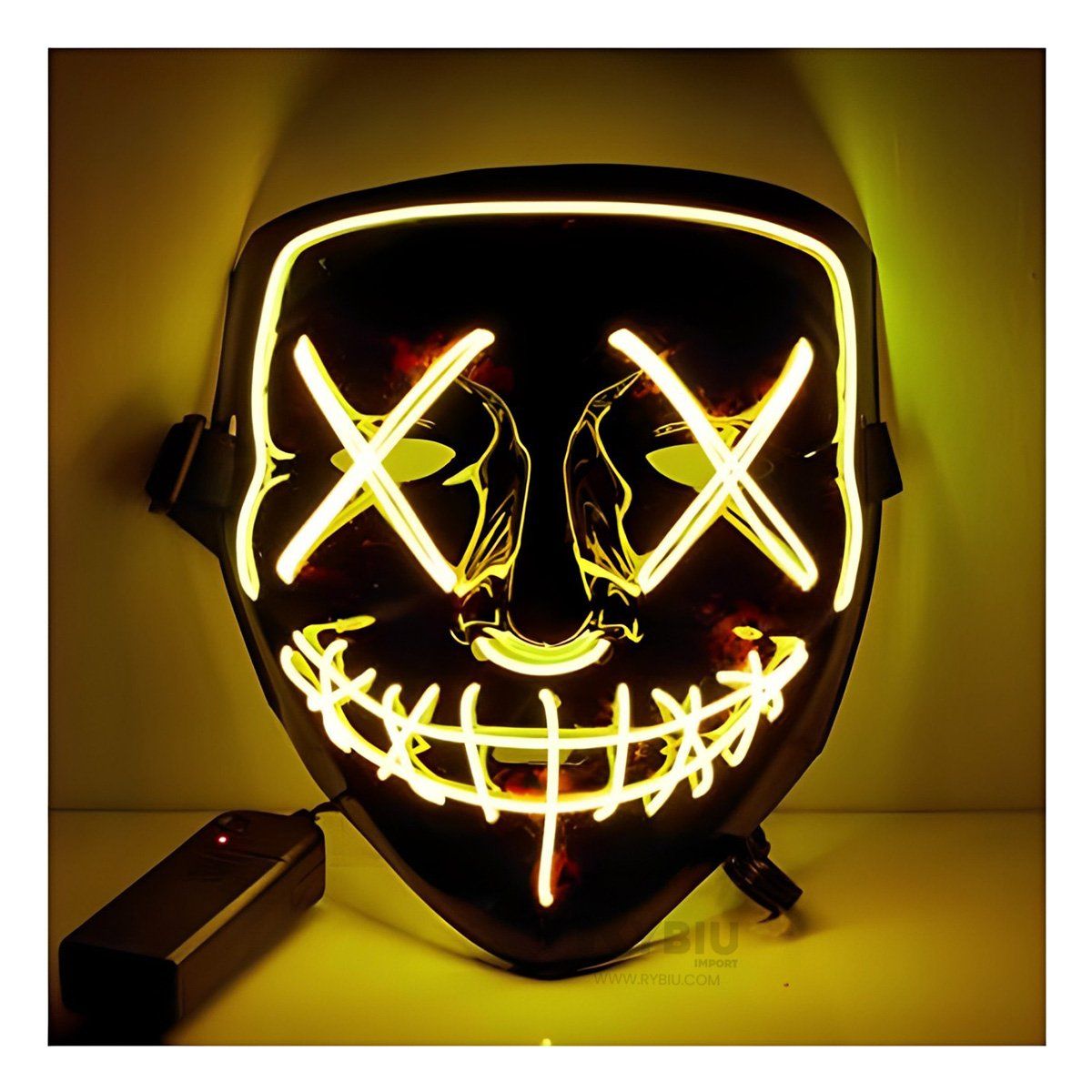 RYBIU IMPORT - Antifaz Luminosa en Color Amarillo Y+Regalo Stickers