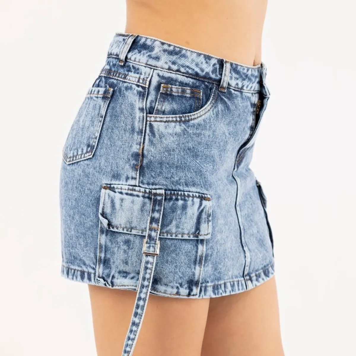 GENERICO - falda short cargo jean para mujer