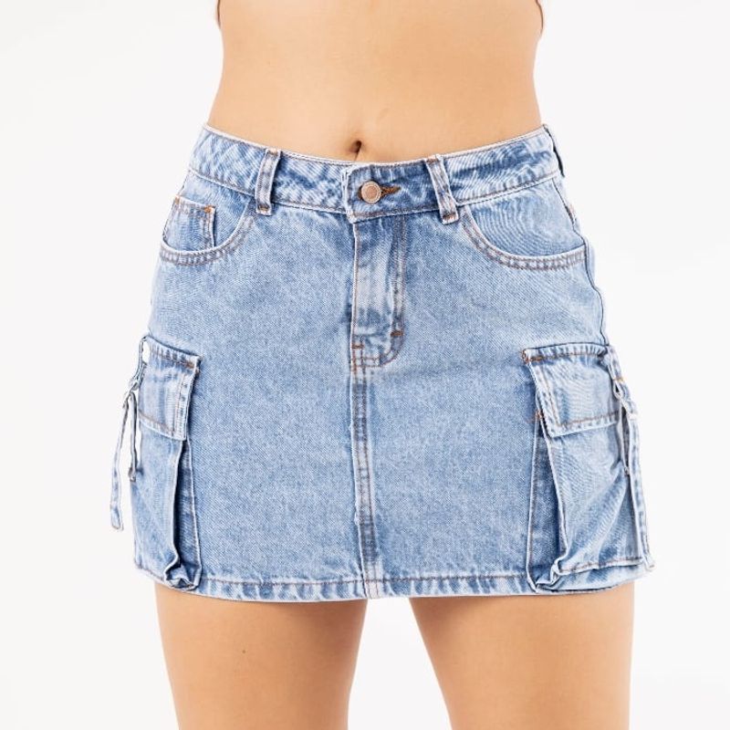 GENERICO - falda short cargo jean para mujer