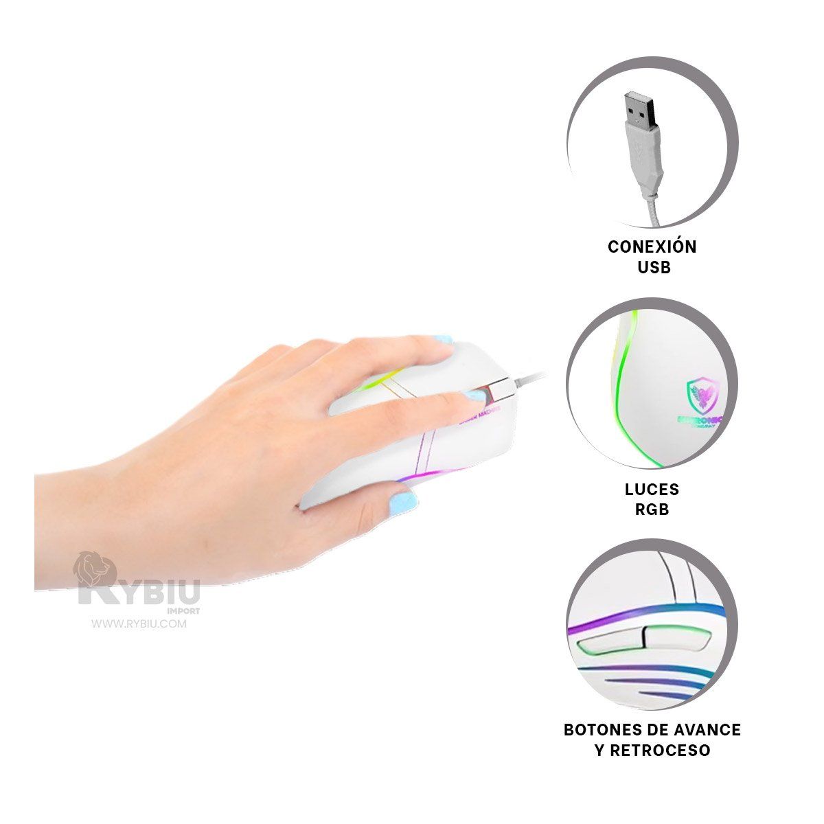 GENERICO - Raton con Iluminacion y Precision Blanco Y+Gift MiniAgenda