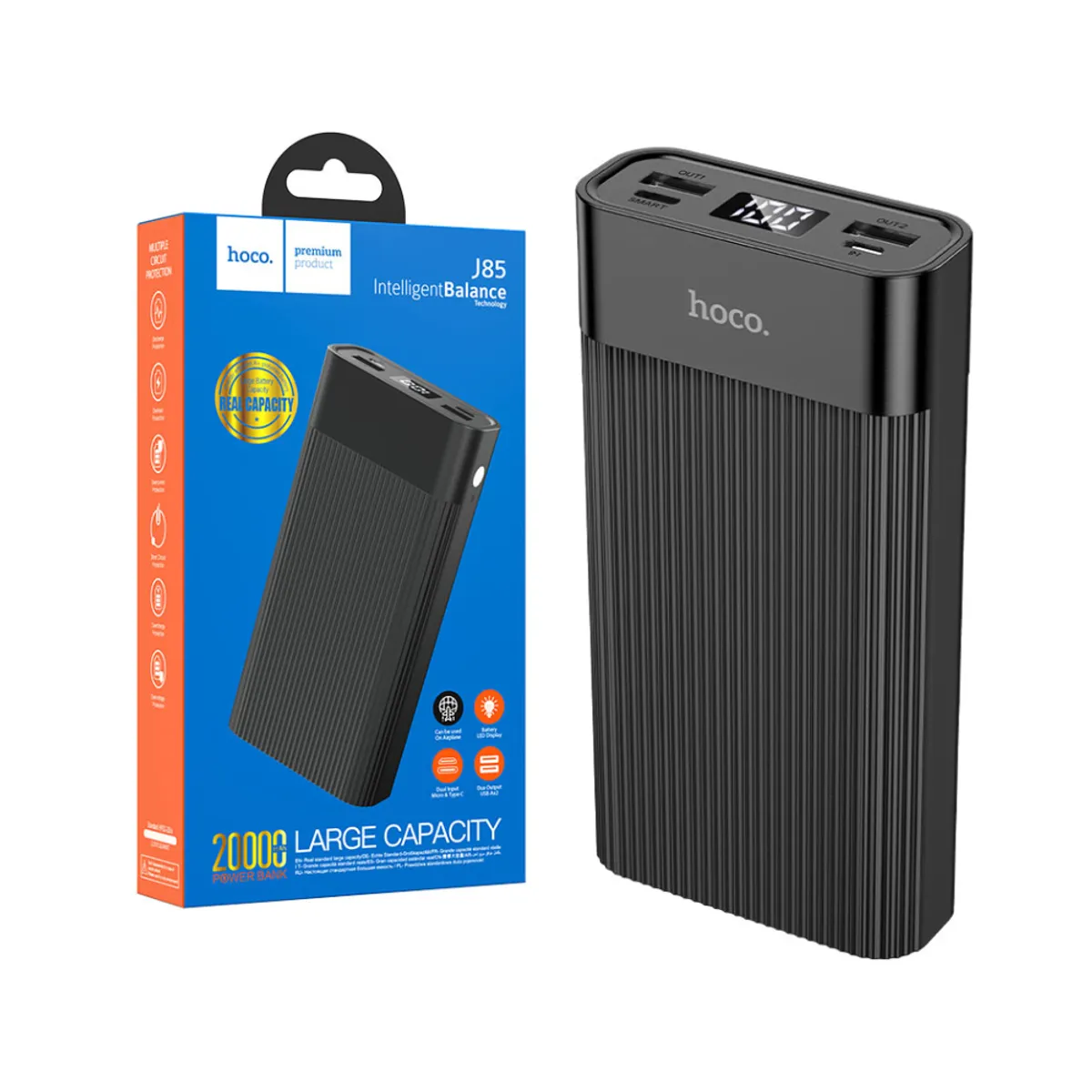 HOCO - Power Bank HOCO 20000mAh Bateria Portatil con Pantalla Digital Hoco J85