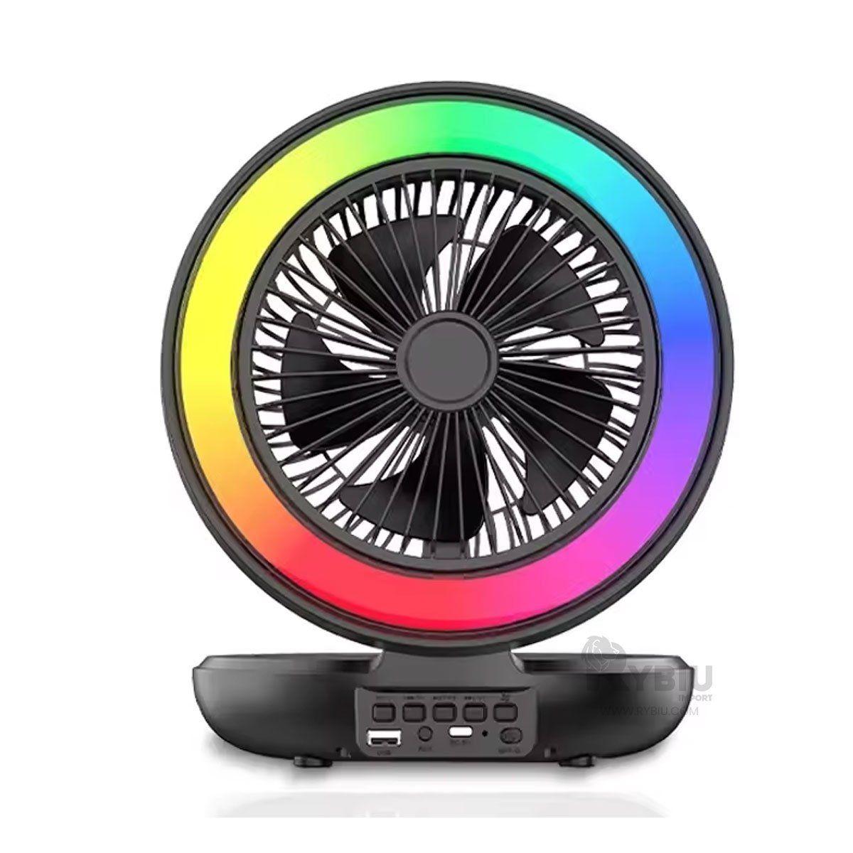 GENERICO - Bocina con Ventilador en Negro Y+Regalo Ligas para Peinar