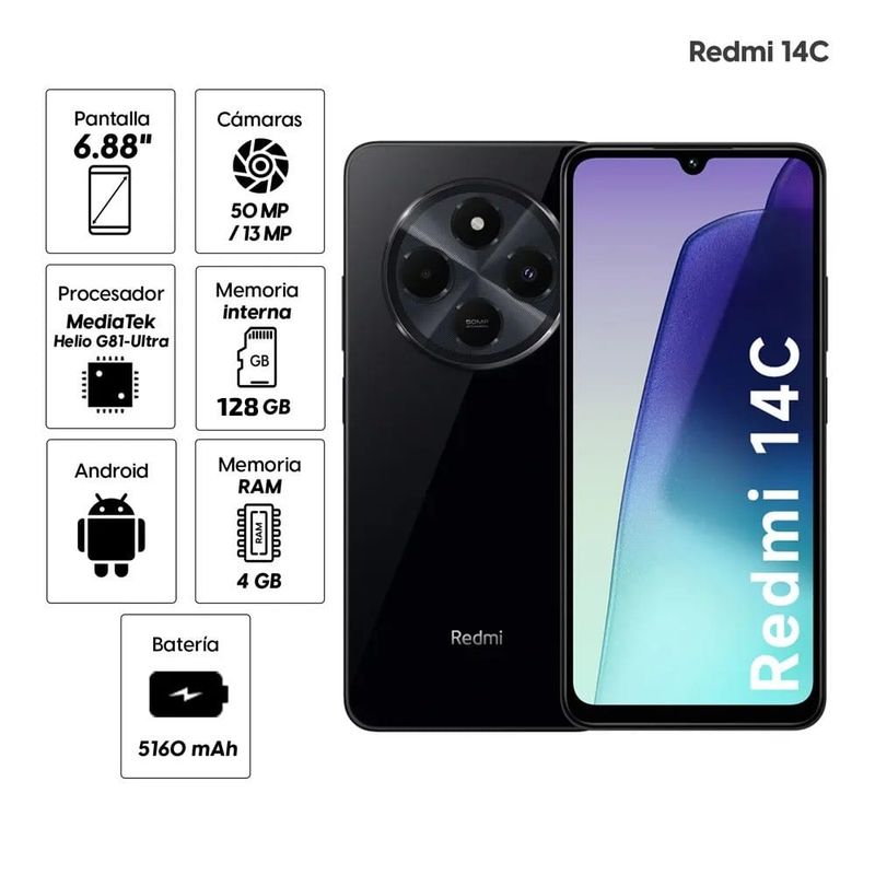 XIAOMI - REDMI 14C 4+4GB RAM 128GB ROM NEGRO OCASO