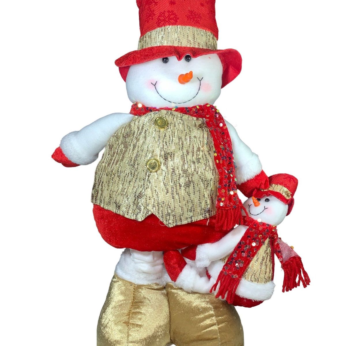 GENERICO - Patilargo Muñeco Nieve navideño de 1 Metro con Hijito Musical y Luces