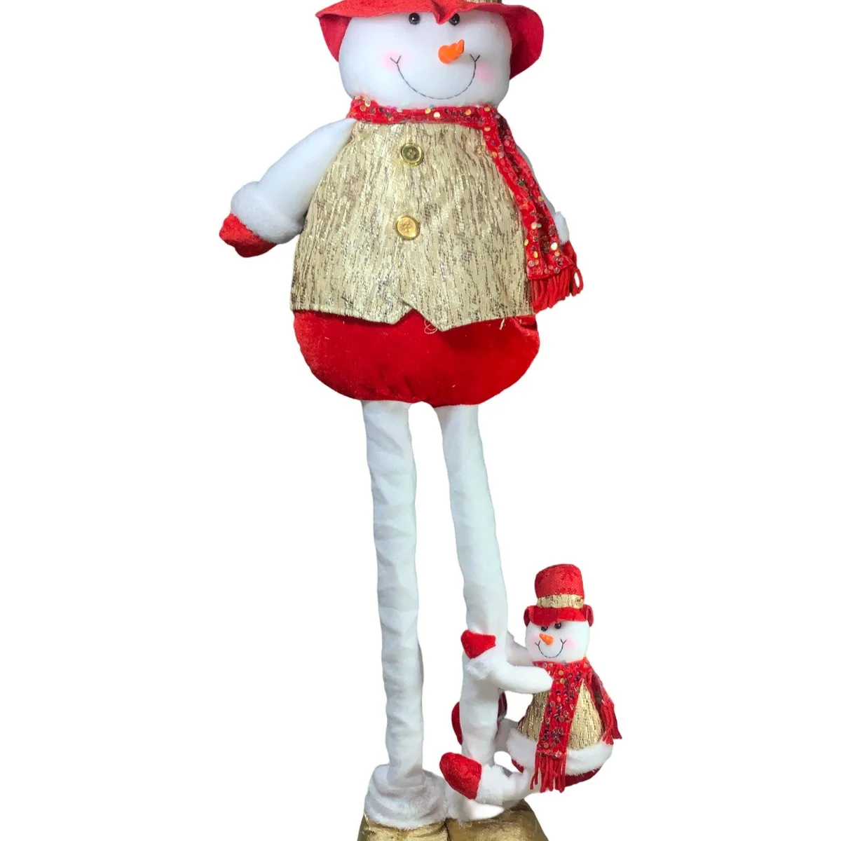 GENERICO - Patilargo Muñeco Nieve navideño de 1 Metro con Hijito Musical y Luces