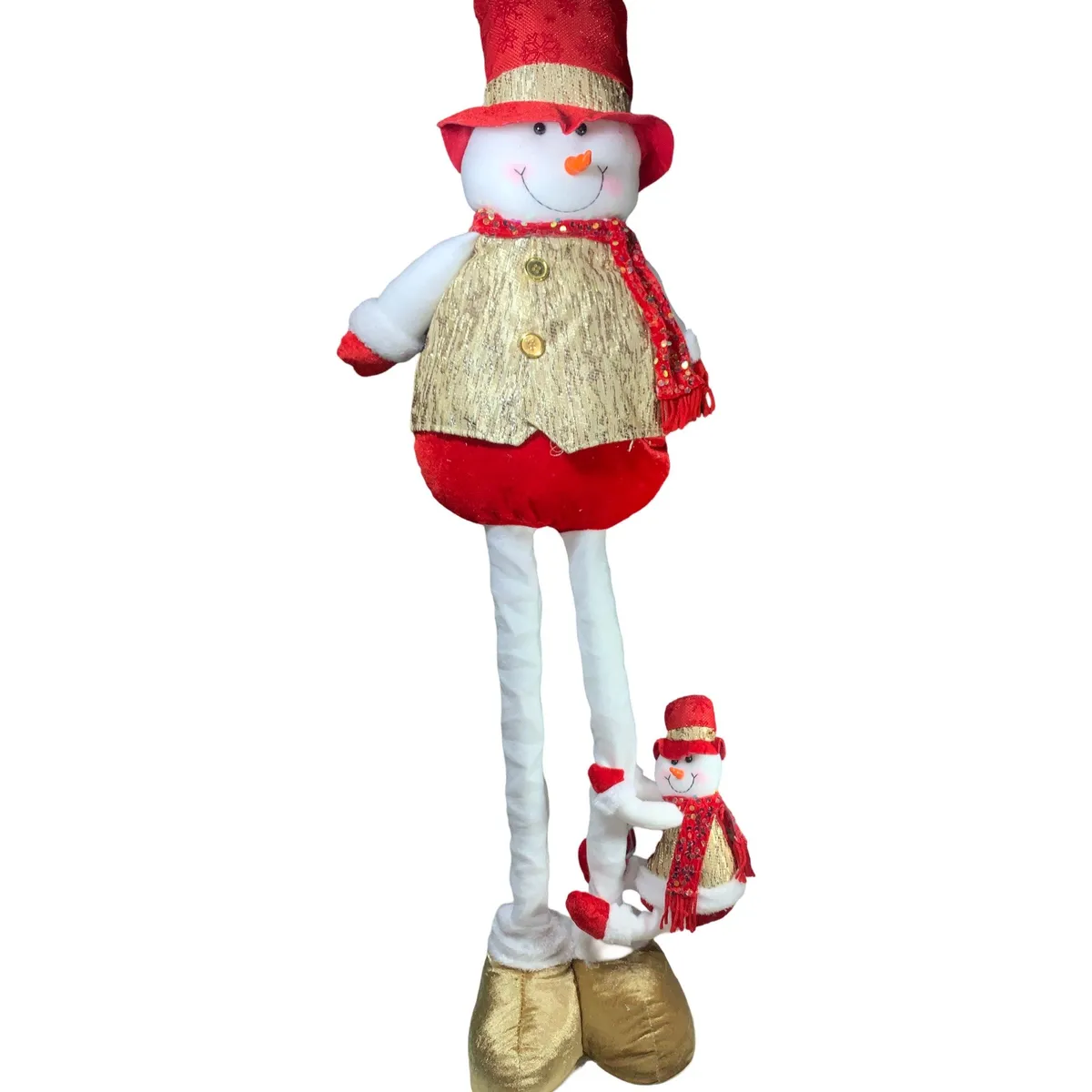 GENERICO - Patilargo Muñeco Nieve navideño de 1 Metro con Hijito Musical y Luces