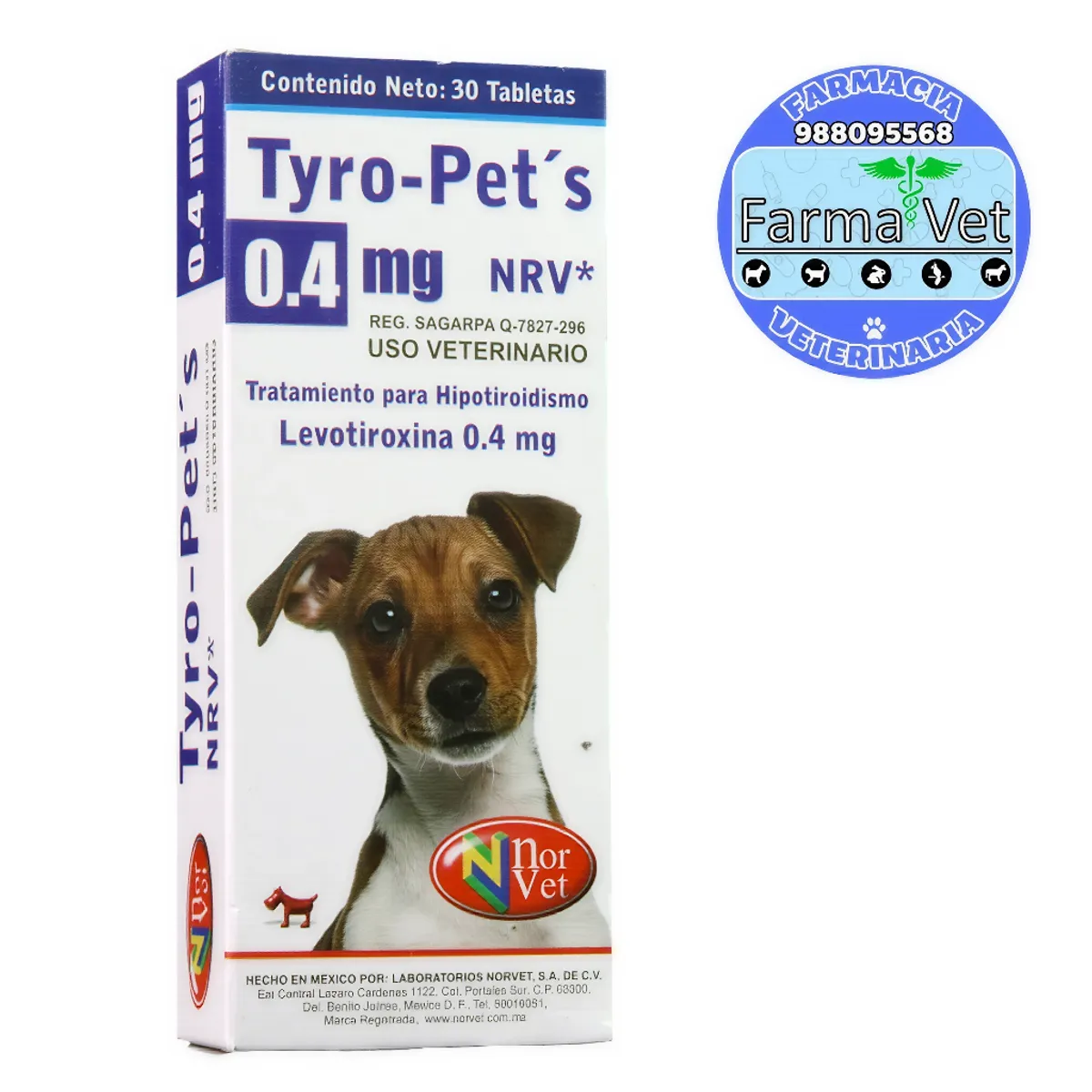 GENERICO - TYROPETS (Levotiroxina 0.4 Mg) Caja X 30 Tabletas