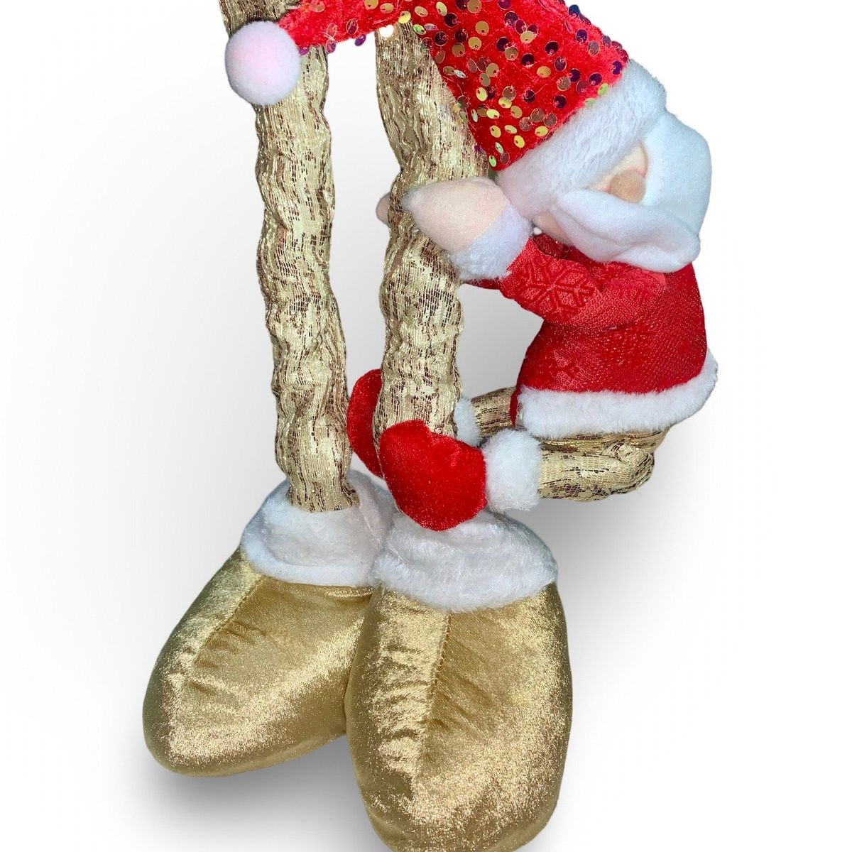 GENERICO - Patilargo Papanoel Santa navideño de 1 Metro con Hijito Musical