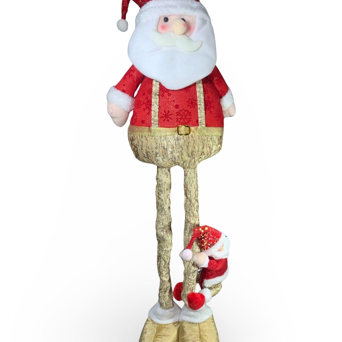 GENERICO - Patilargo Papanoel Santa navideño de 1 Metro con Hijito Musical