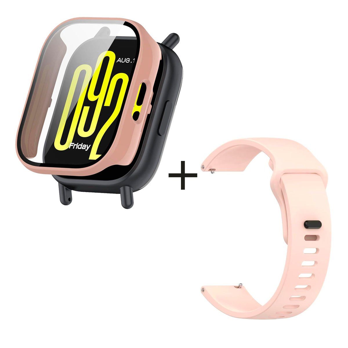 GENERICO - Bumper con Vidrio Rosa + Correa para Redmi Watch 5 Active Rosa