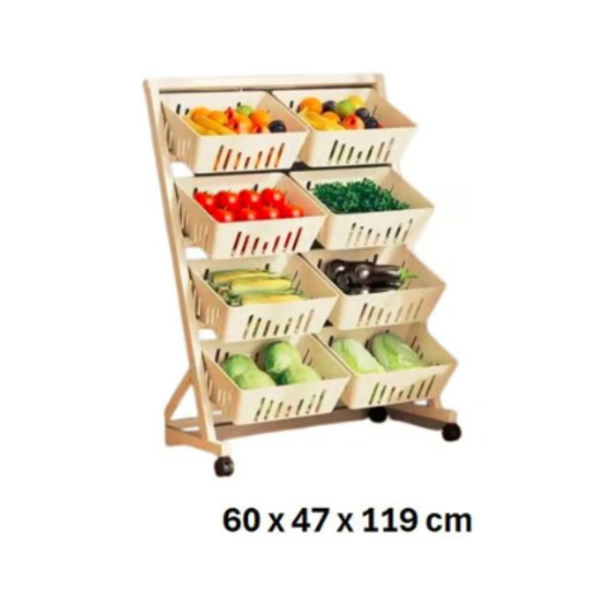 GENERICO - CESTO VERDULERO DE 4 NIVELES CON 8 COMPARTIMIENTOS BLANCO