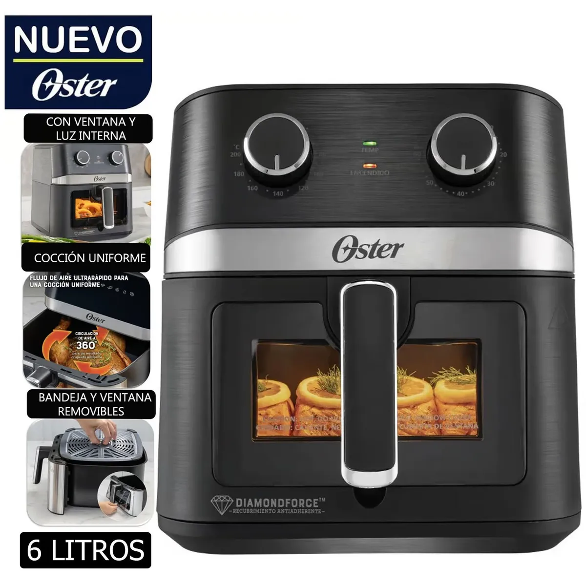 OSTER - Freidora de Aire Manual Oster DiamondForce 6L CKSTAF60WMDF