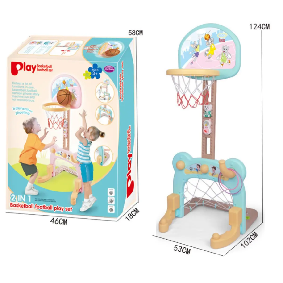 OEM - Juego 2 En 1 Baloncesto Y Futbol - Azul