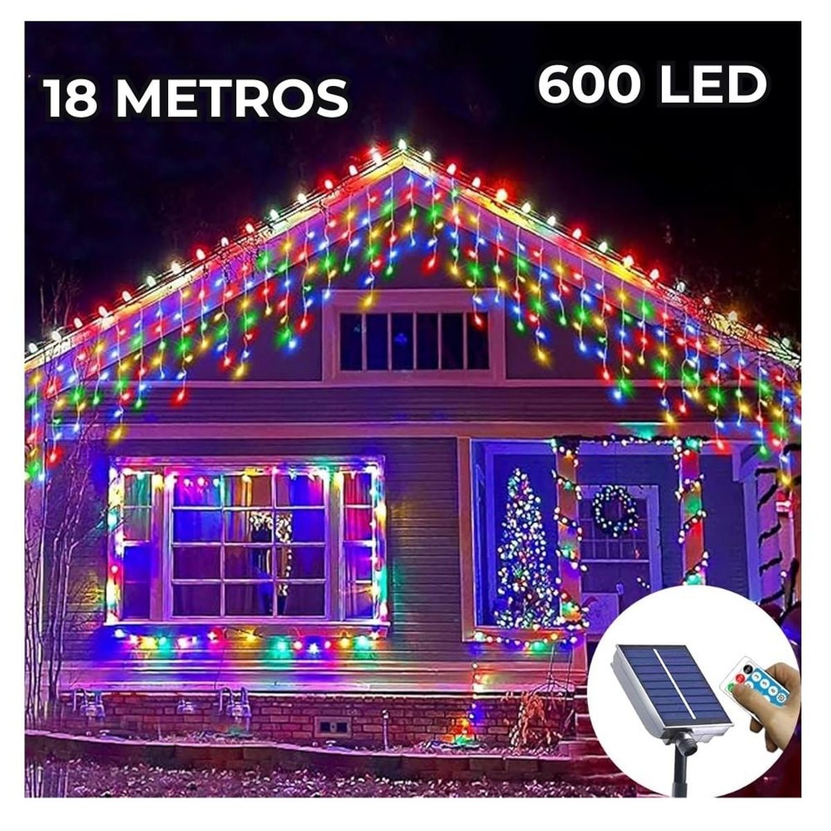 ARTEZA - Guirnalda solar de 18 metros 600 Luces led de Cascada