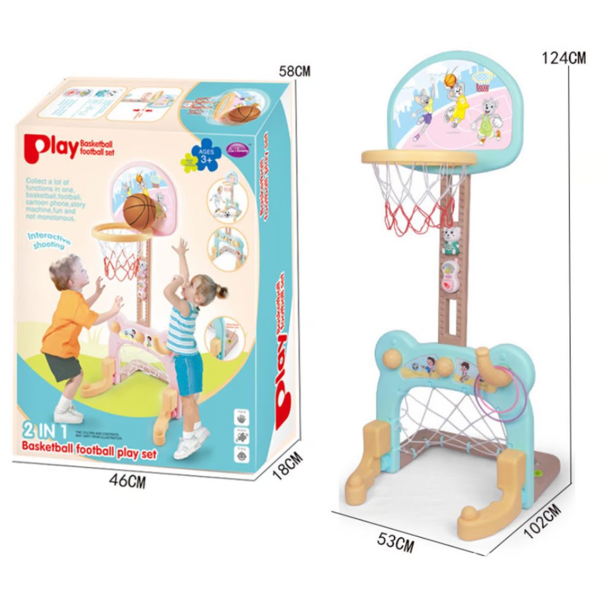 OEM - Juego 2 En 1 Baloncesto Y Futbol - Azul