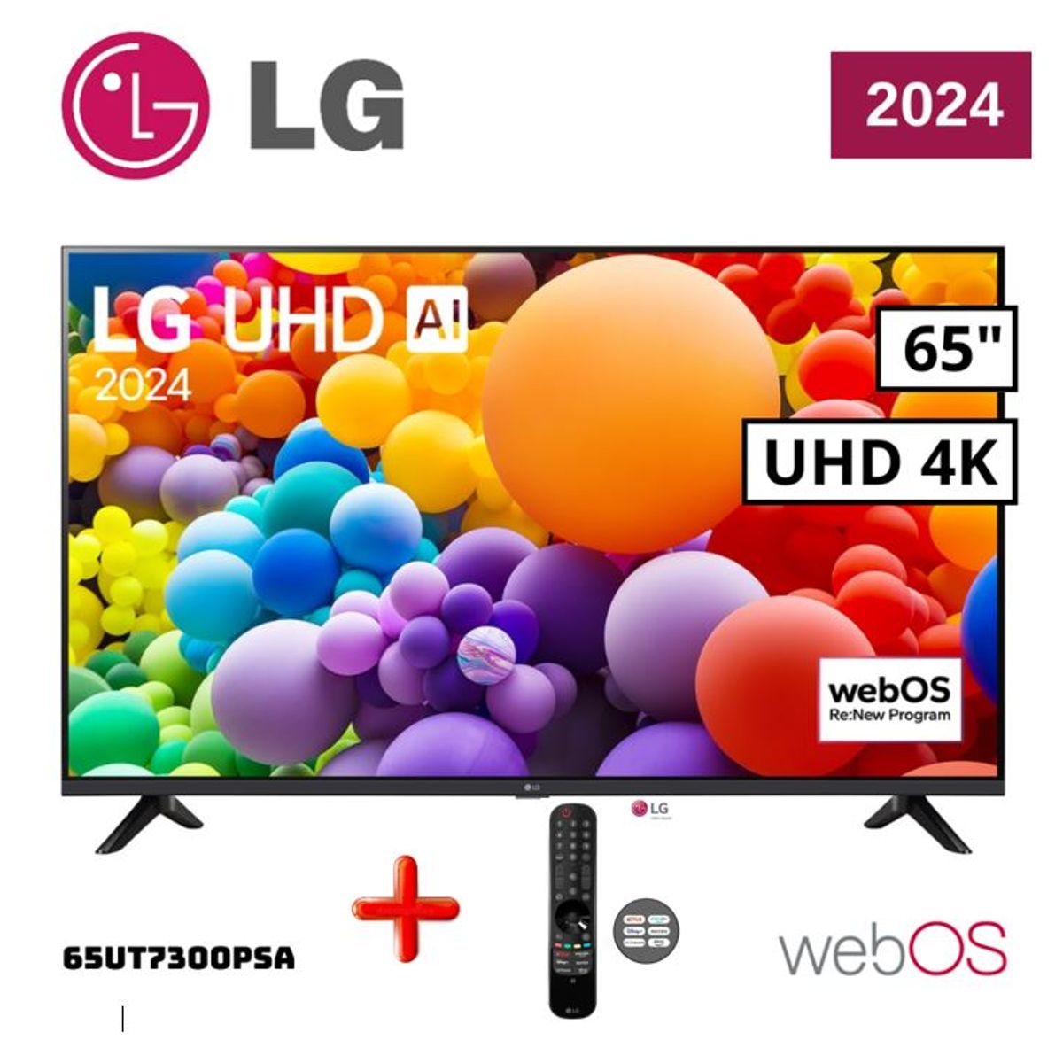 LG - Televisor LG 65" Smart Tv 4K UHD Thinq Ai 65UT7300 Modelo 2024