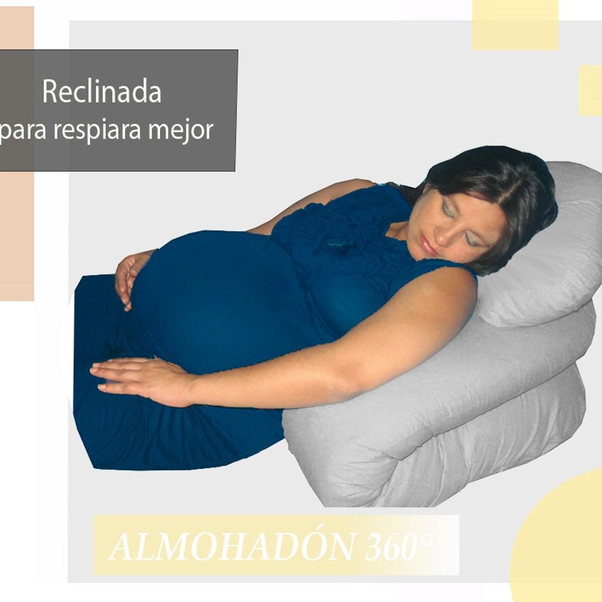 GENERICO - Almohada Embarazo Materna más funda Gris 360°