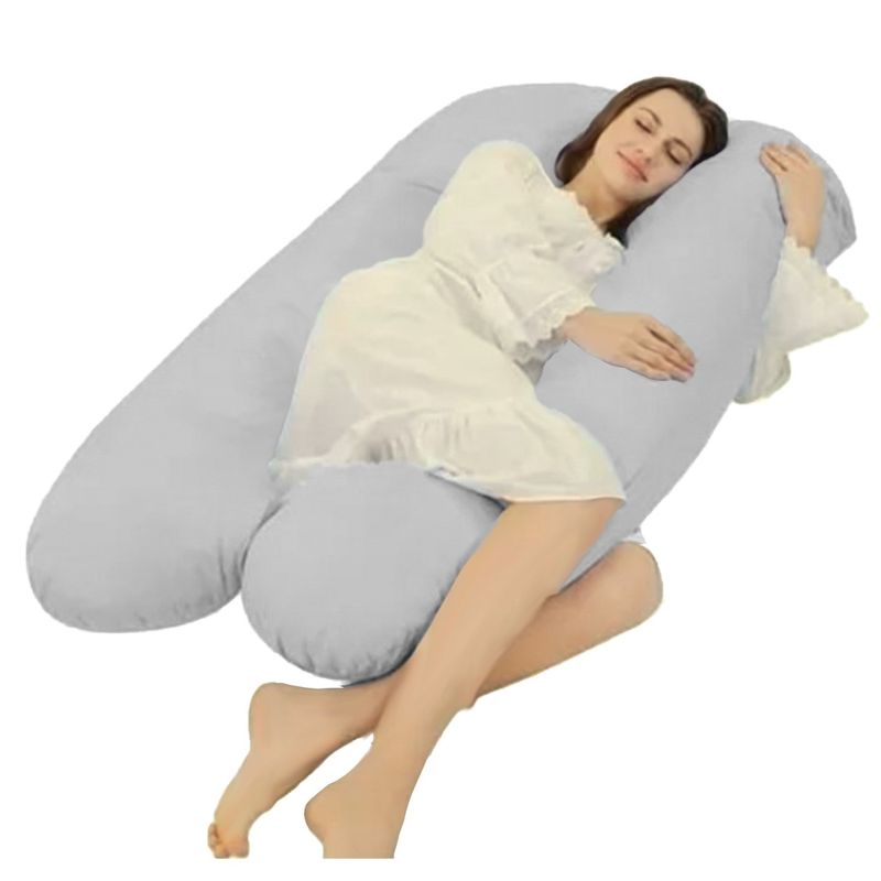 GENERICO - Almohada Embarazo Materna más funda Gris 360°