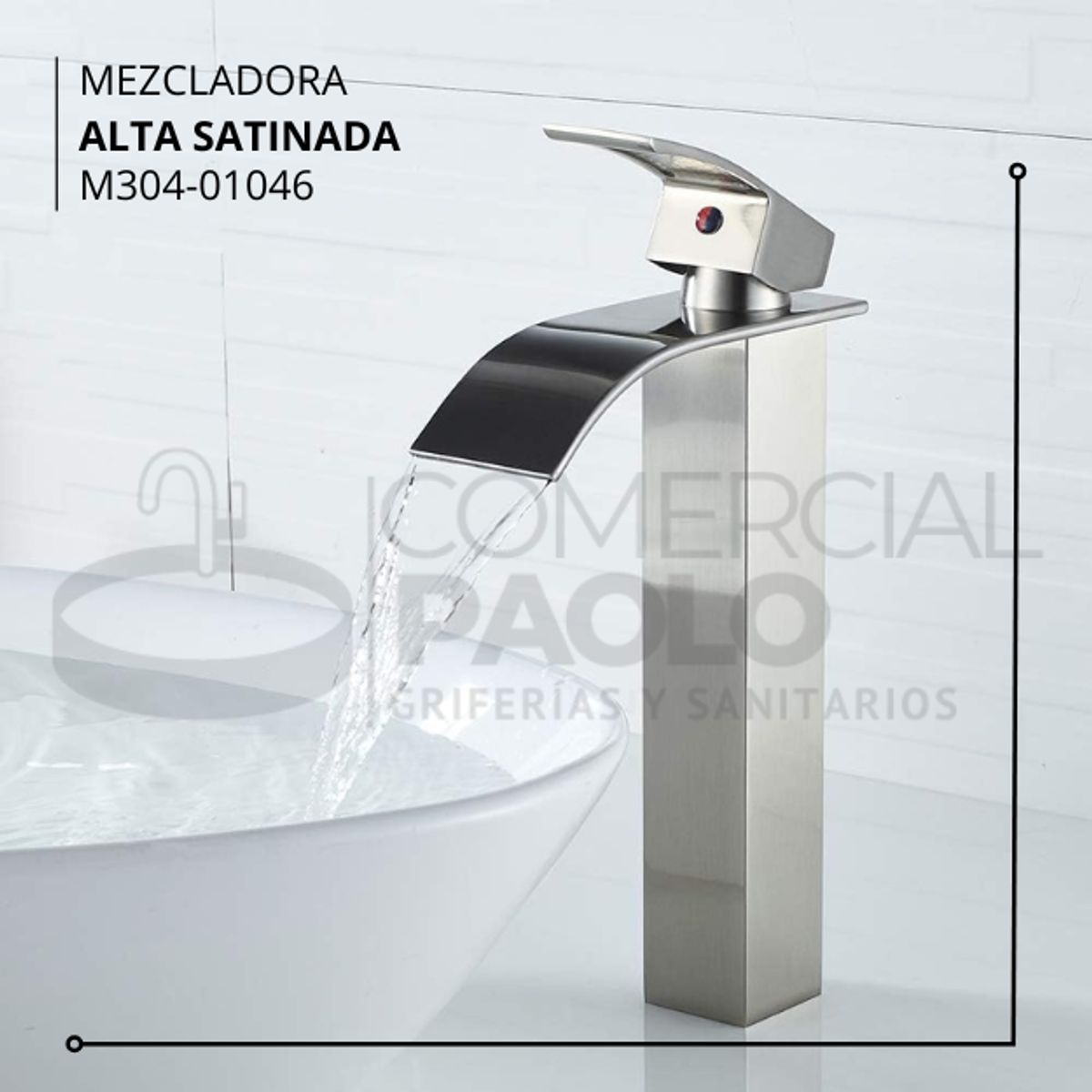 GENERICO - MEZCLADORA DE LAVATORIO ALTO SATINADO M304-01046