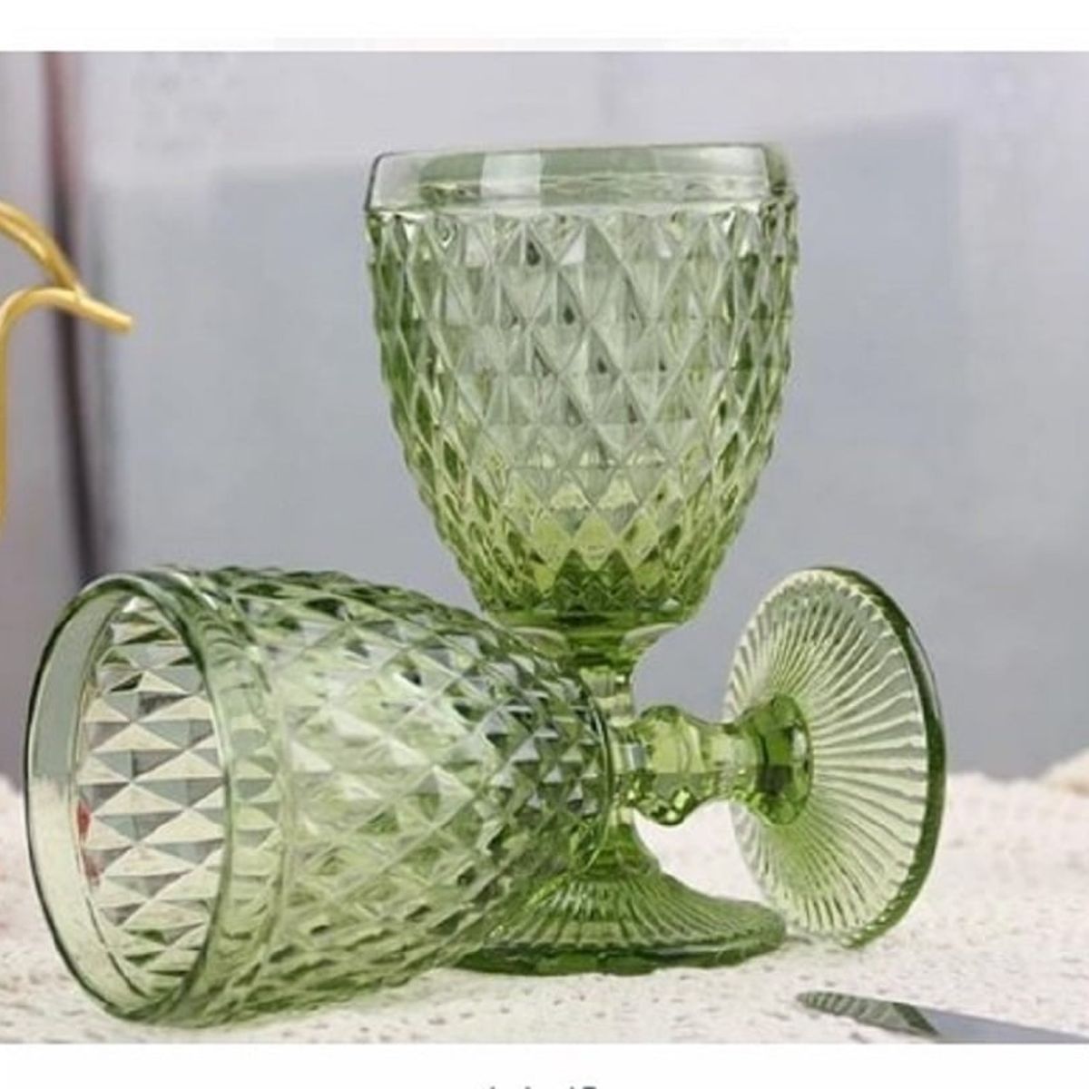 GENERICO - Set de Copas de 6 UNID labradas 220 ML VERDE