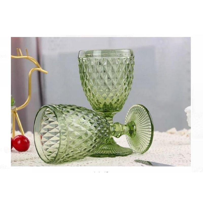 GENERICO - Set de Copas de 6 UNID labradas 220 ML VERDE