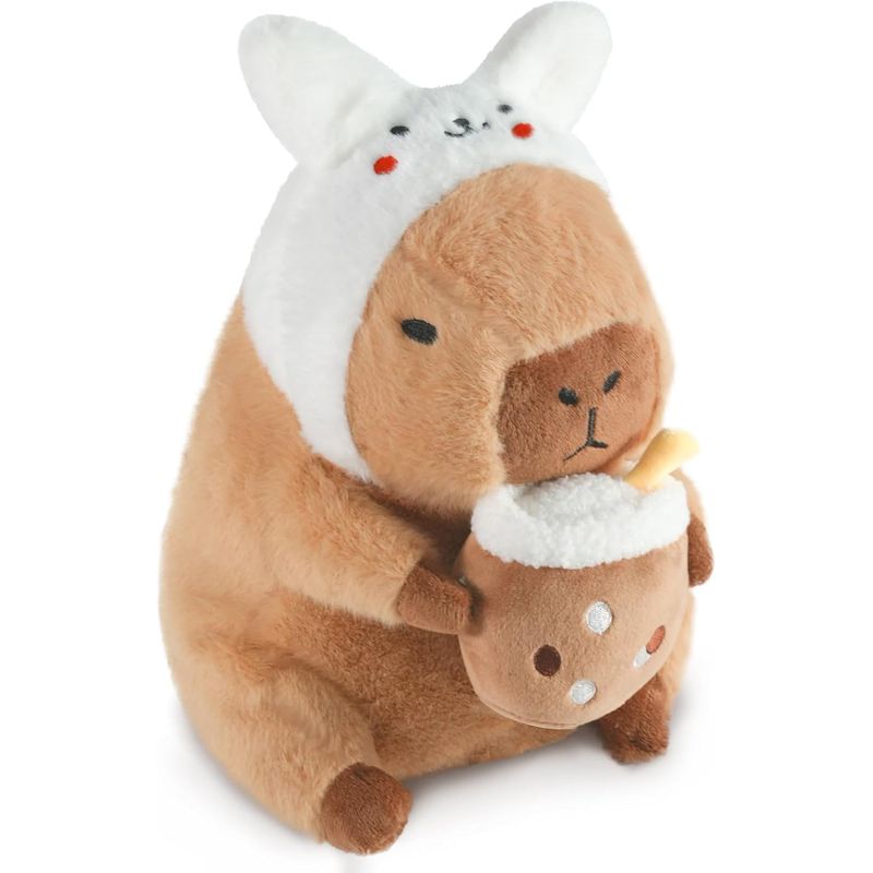 XCLUSIVE - PELUCHE CAPIBARA CAPYBARA SOMB CONEJITO TE CON LECHE 28CM