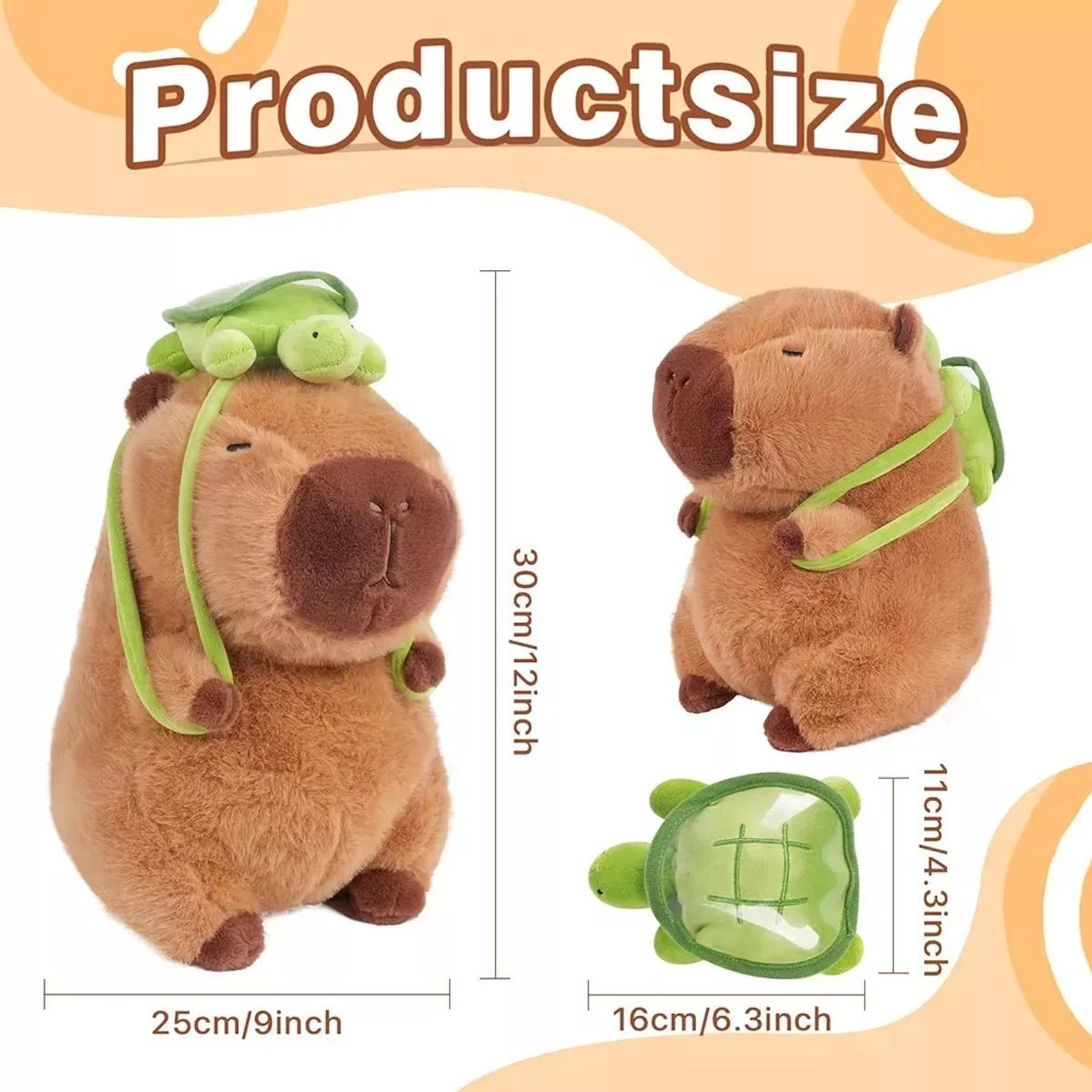 XCLUSIVE - PELUCHE CAPIBARA MOCHILA TORTUGA 22CM