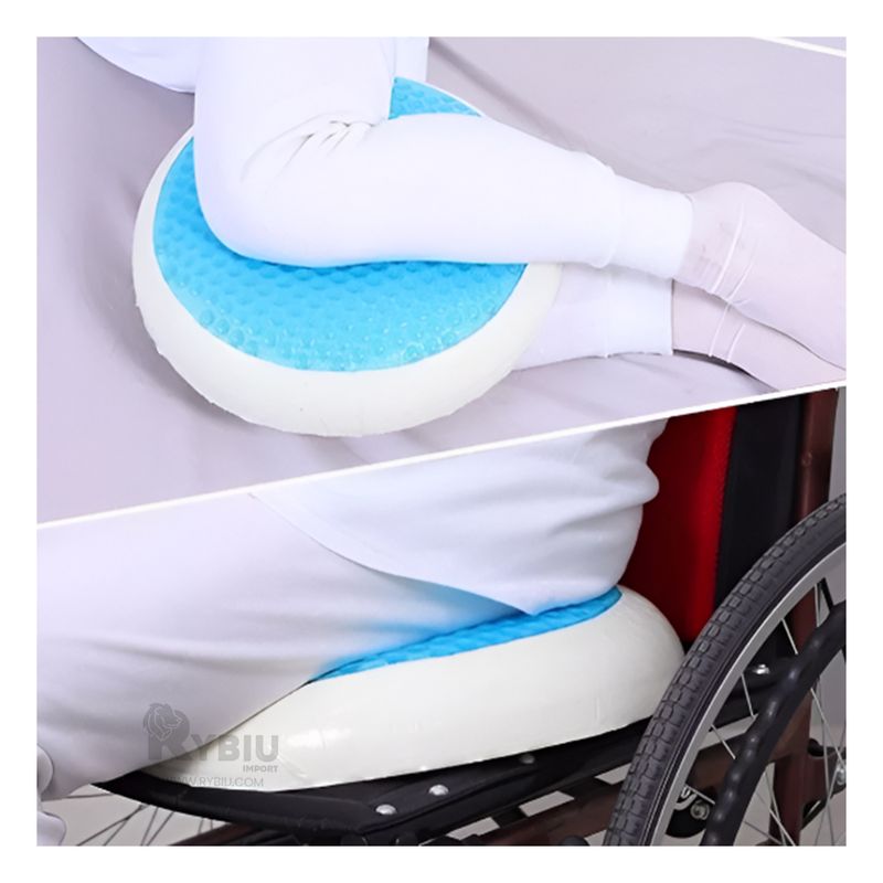 RYBIU IMPORT - Cojin Ortopedico Rodete con Gel Color Blanco y Funda Plomo.