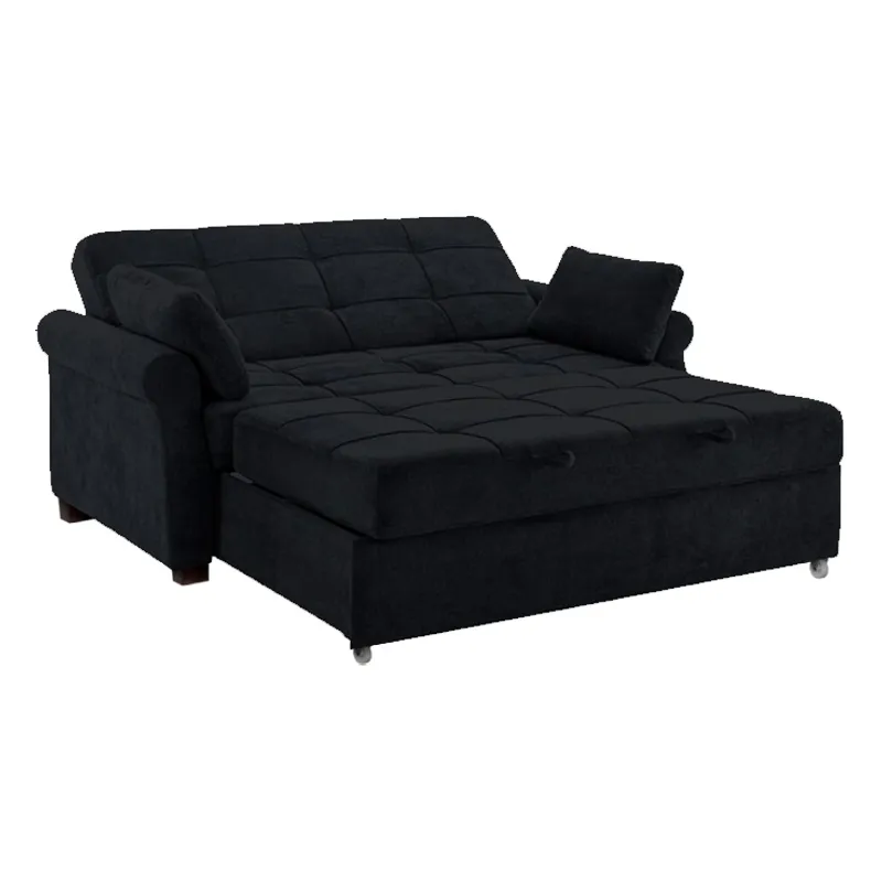 BARAKA HOME - Sofá Cama Ressen con Almohadas 1.5 Plz - Negro