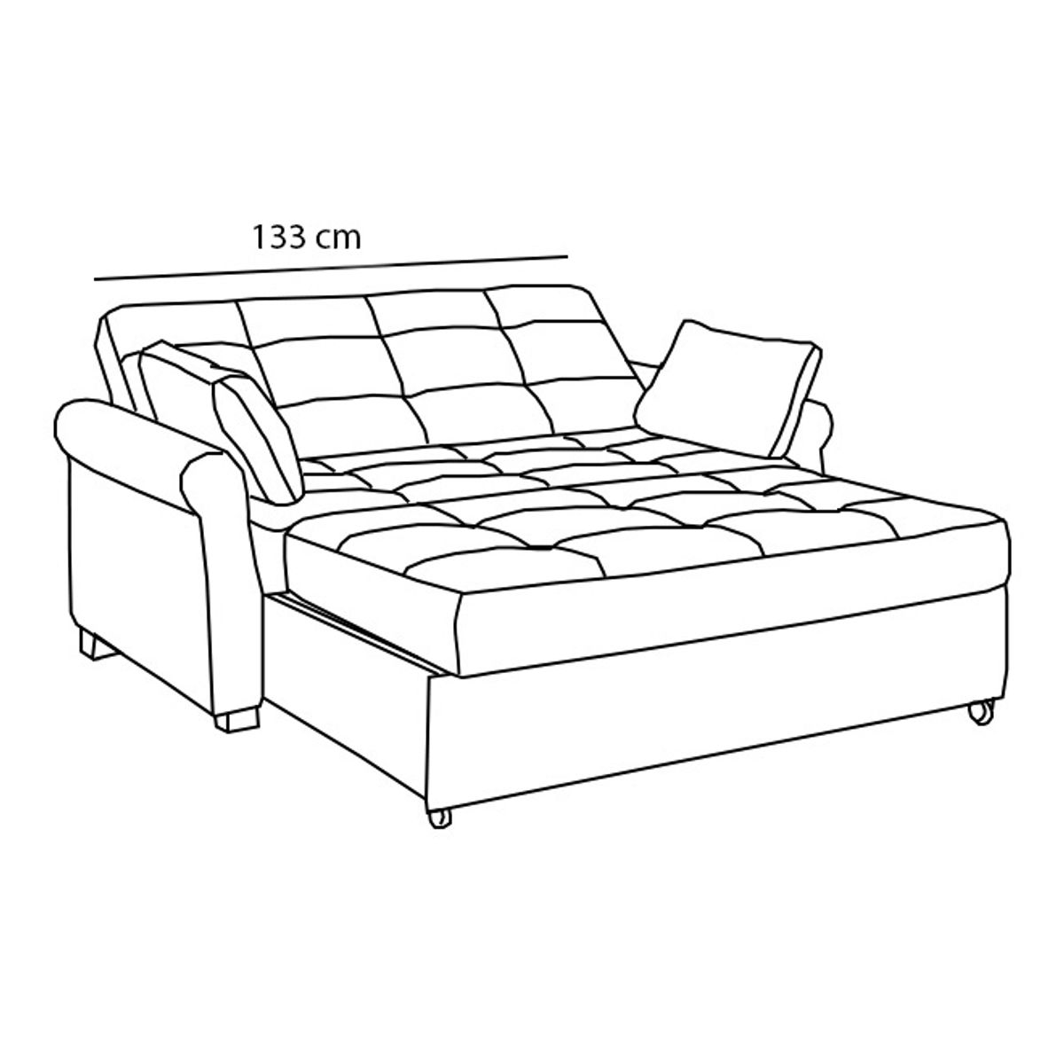 BARAKA HOME - Sofá Cama Ressen con Almohadas 1.5 Plz - Negro