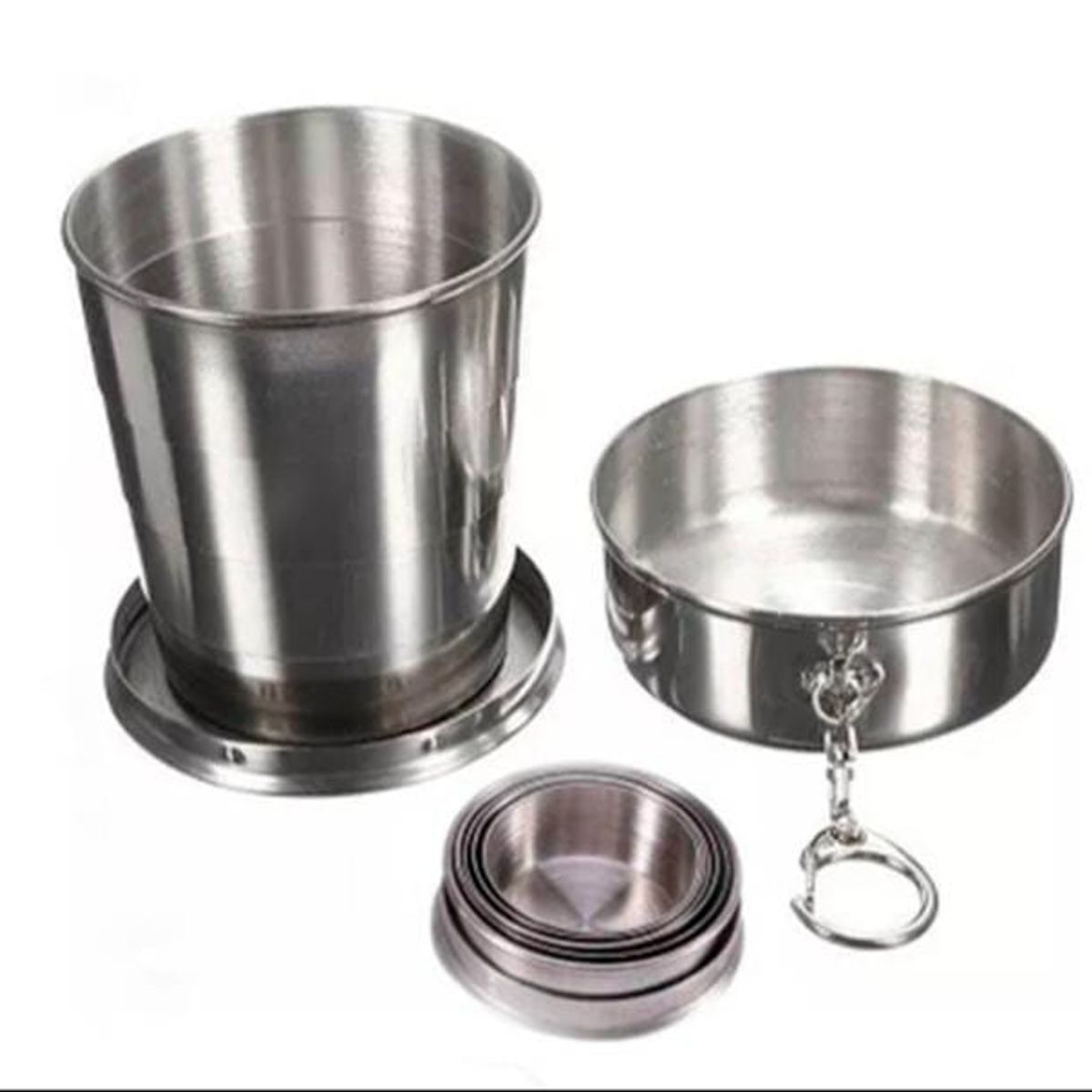 GENERICO - Vaso Plegable con Tapa de Acero Inoxidable 140 ml