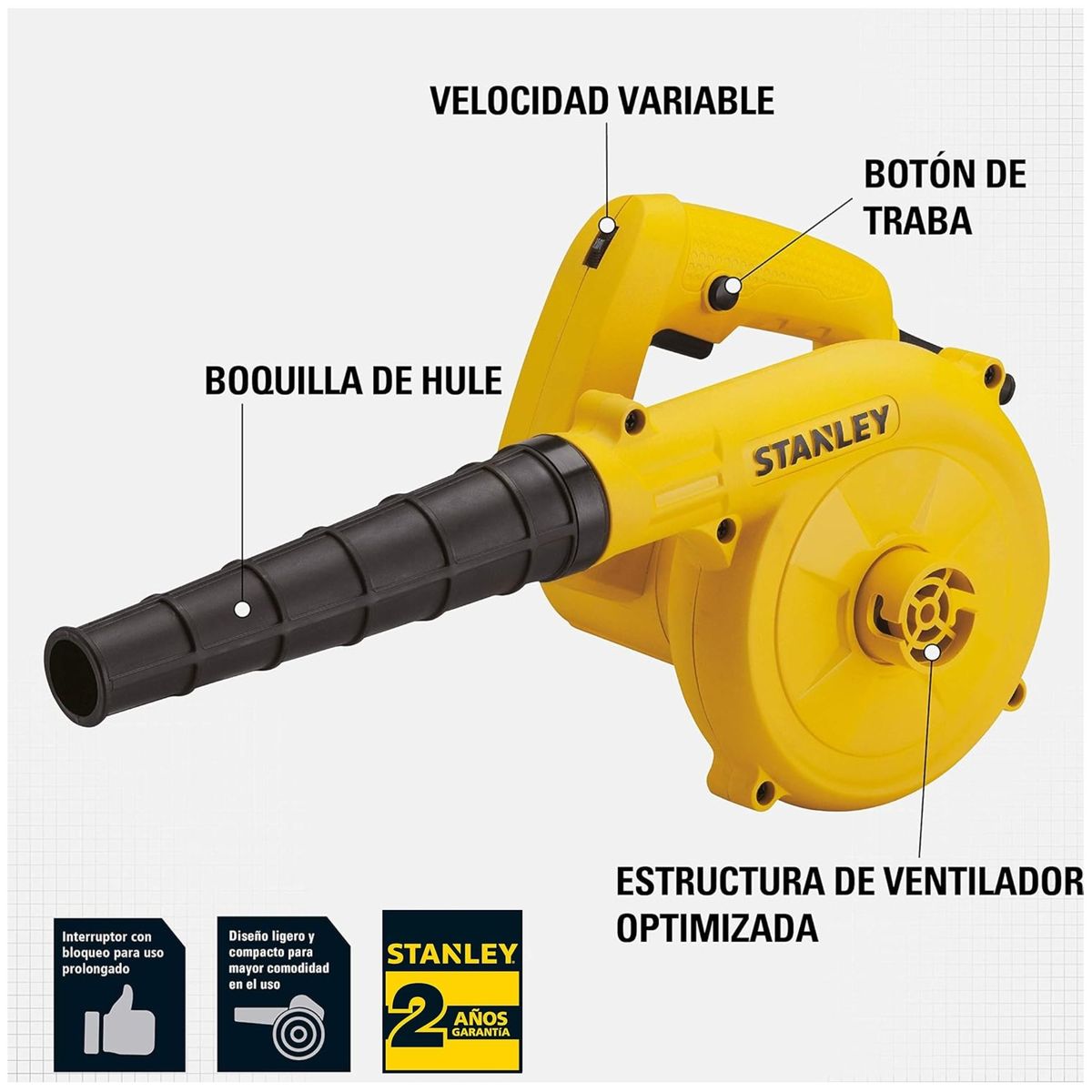 STANLEY - Soplador Aspiradora de Aire Eléctrico 600W STANLEY
