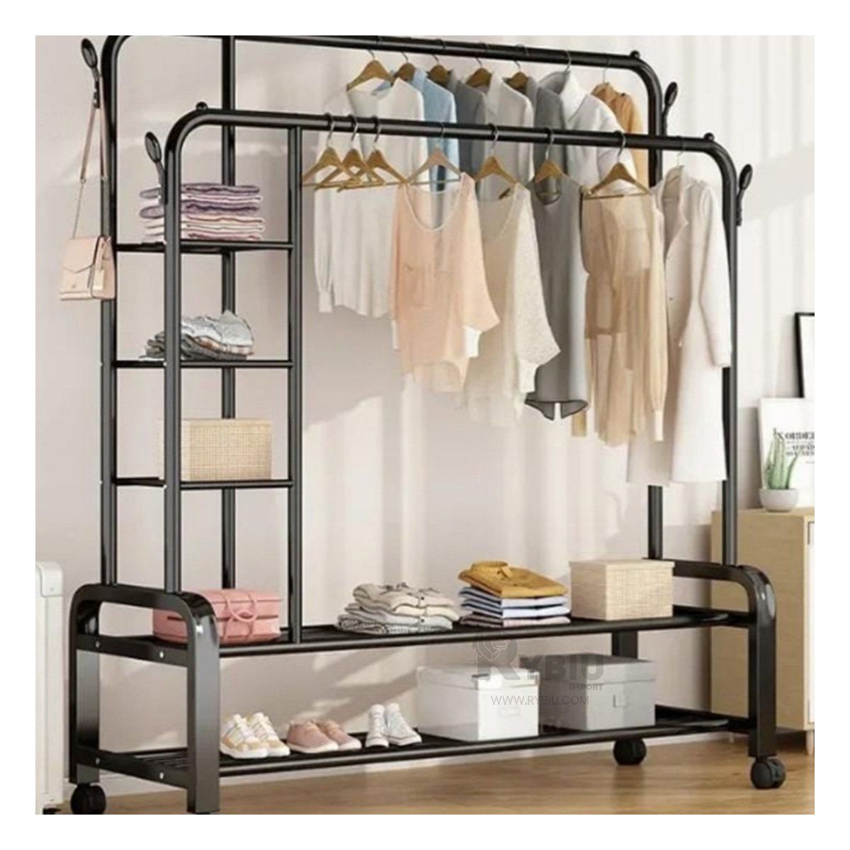 GENERICO - Organizador Doble con Divisiones en Negro Y+Regalo Stickers