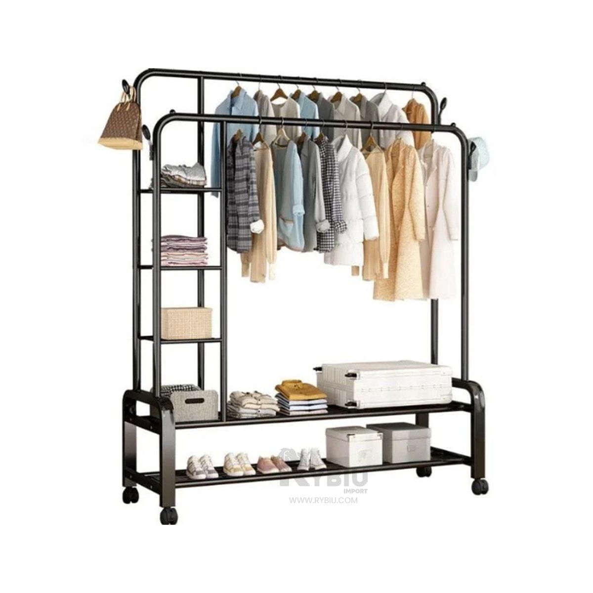 GENERICO - Soporte con Compartimentos Negro Y+Regalo Ligas para Peinar