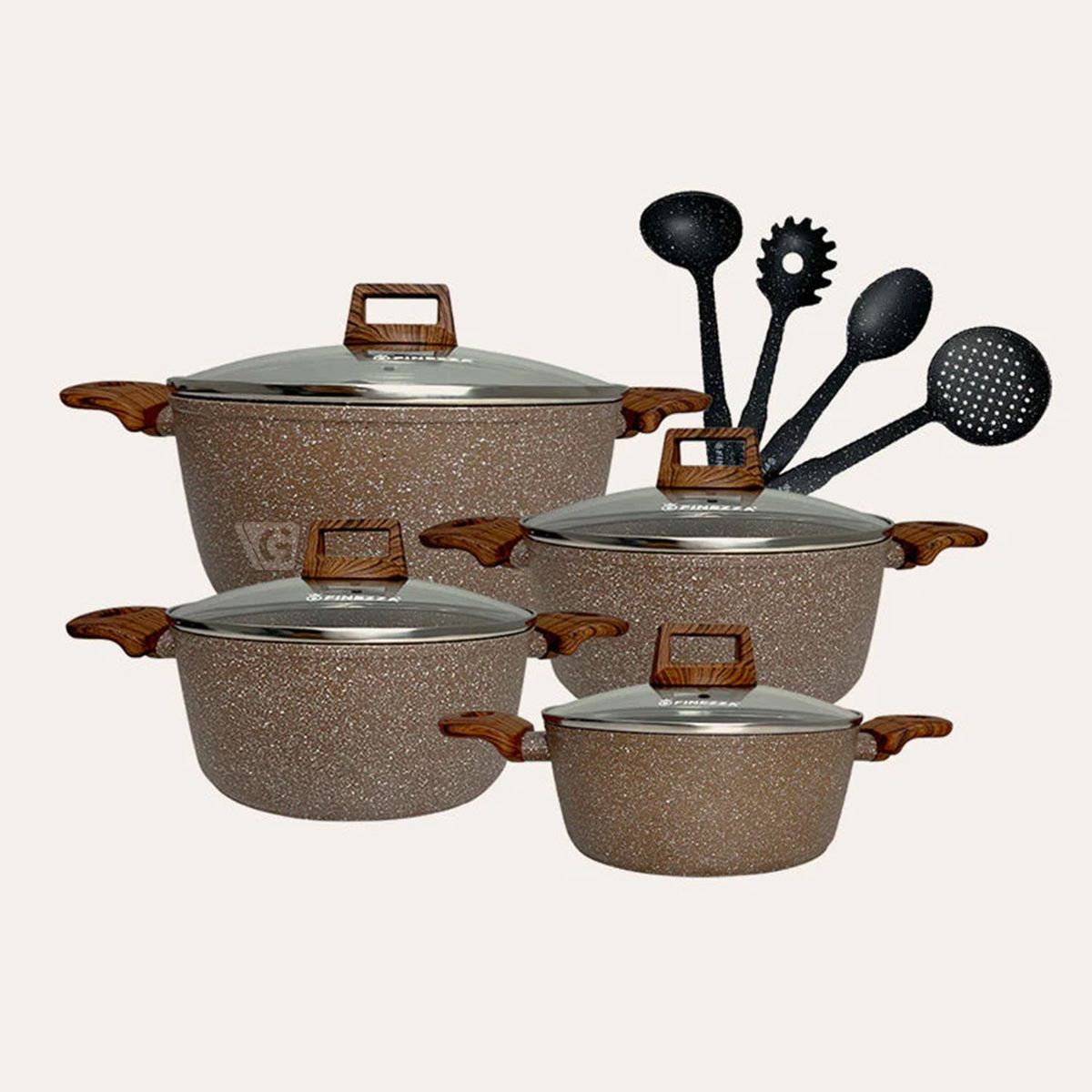 FINEZZA - Juego de Ollas Finezza Ultra granito FZ-X1718M de 12 Pzas