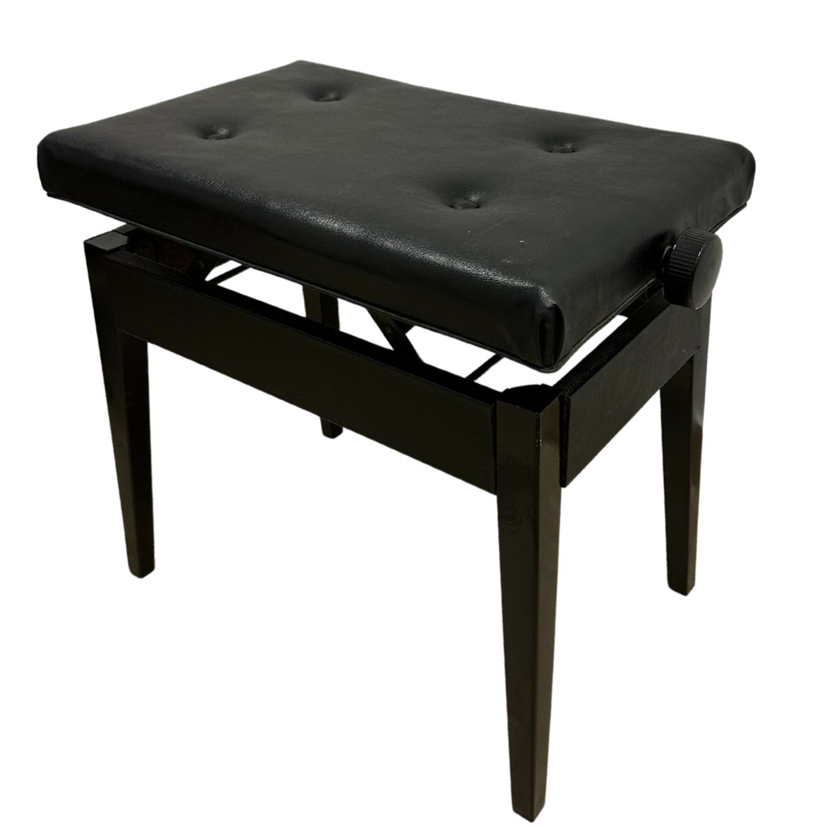 GENERICO - BANQUETA DE BASE DE MADERA  AJUSTABLE, COJIN CUERINA COLOR  NEGRO