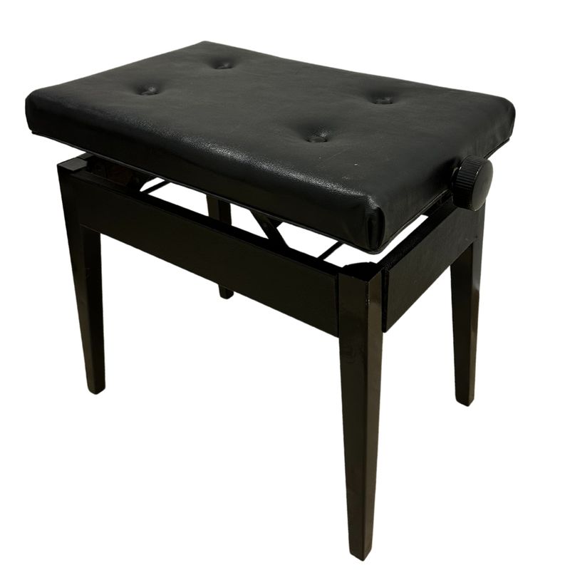 GENERICO - BANQUETA DE BASE DE MADERA  AJUSTABLE, COJIN CUERINA COLOR  NEGRO