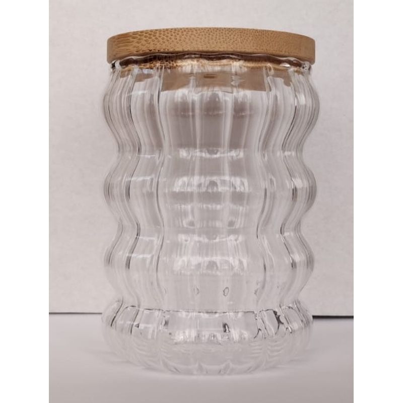 GENERICO - Vaso Aesthetic en Ondas Acanalado con Cañita 300 ml