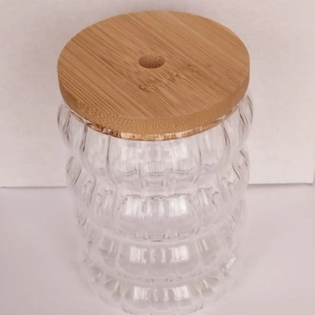 GENERICO - Vaso Aesthetic en Ondas Acanalado con Cañita 300 ml