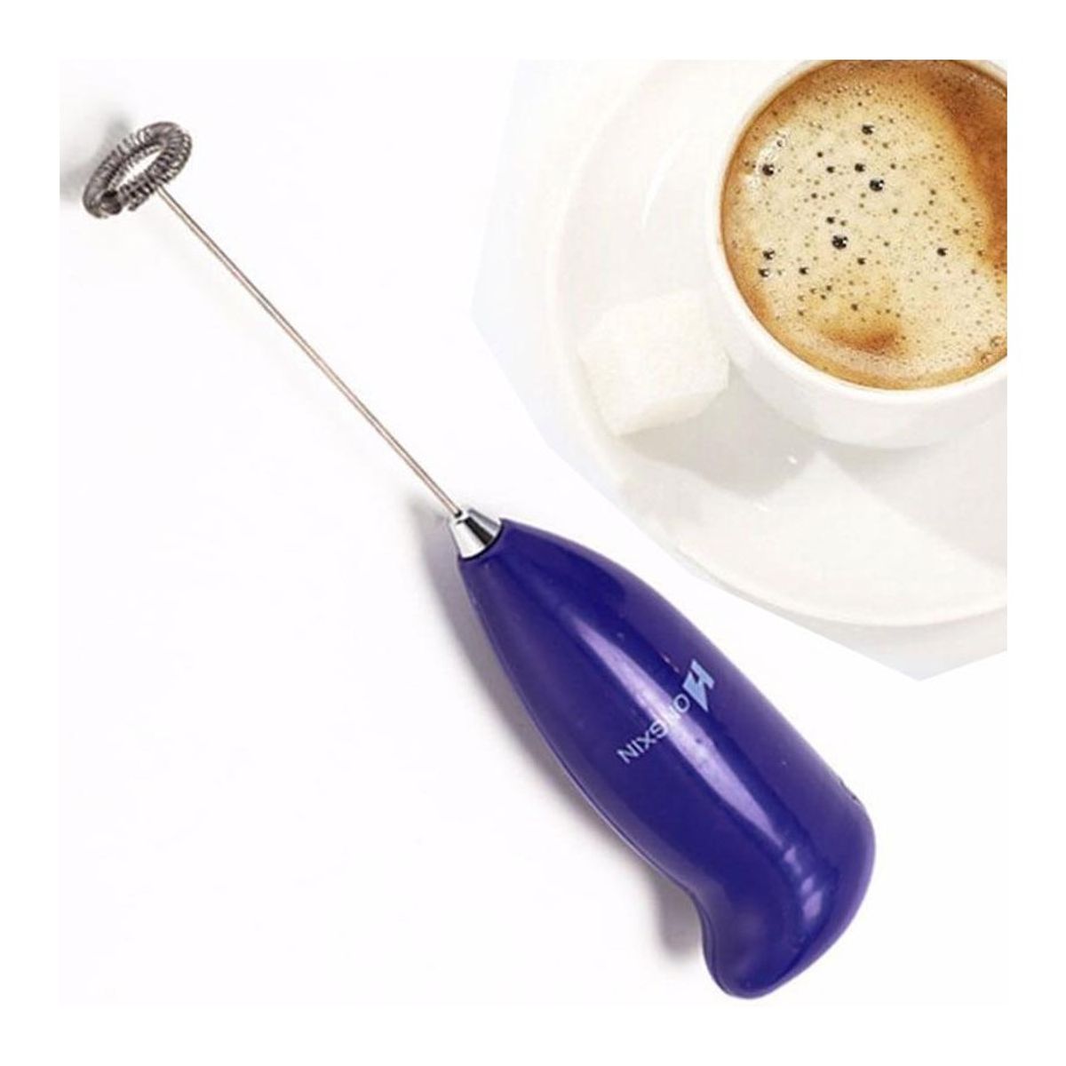 GENERICO - Batidor Espumadera de Cafe Manual Azul