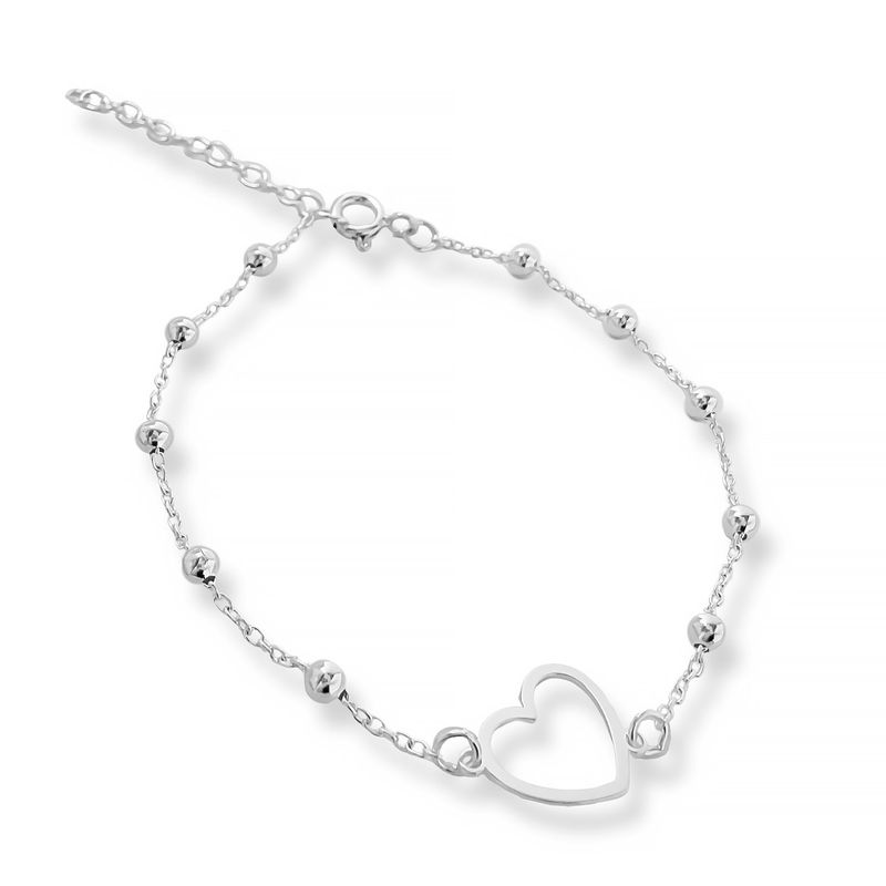 AMBAR JOYERIA - Pulsera de Plata 925 Satelite Corazon Calado