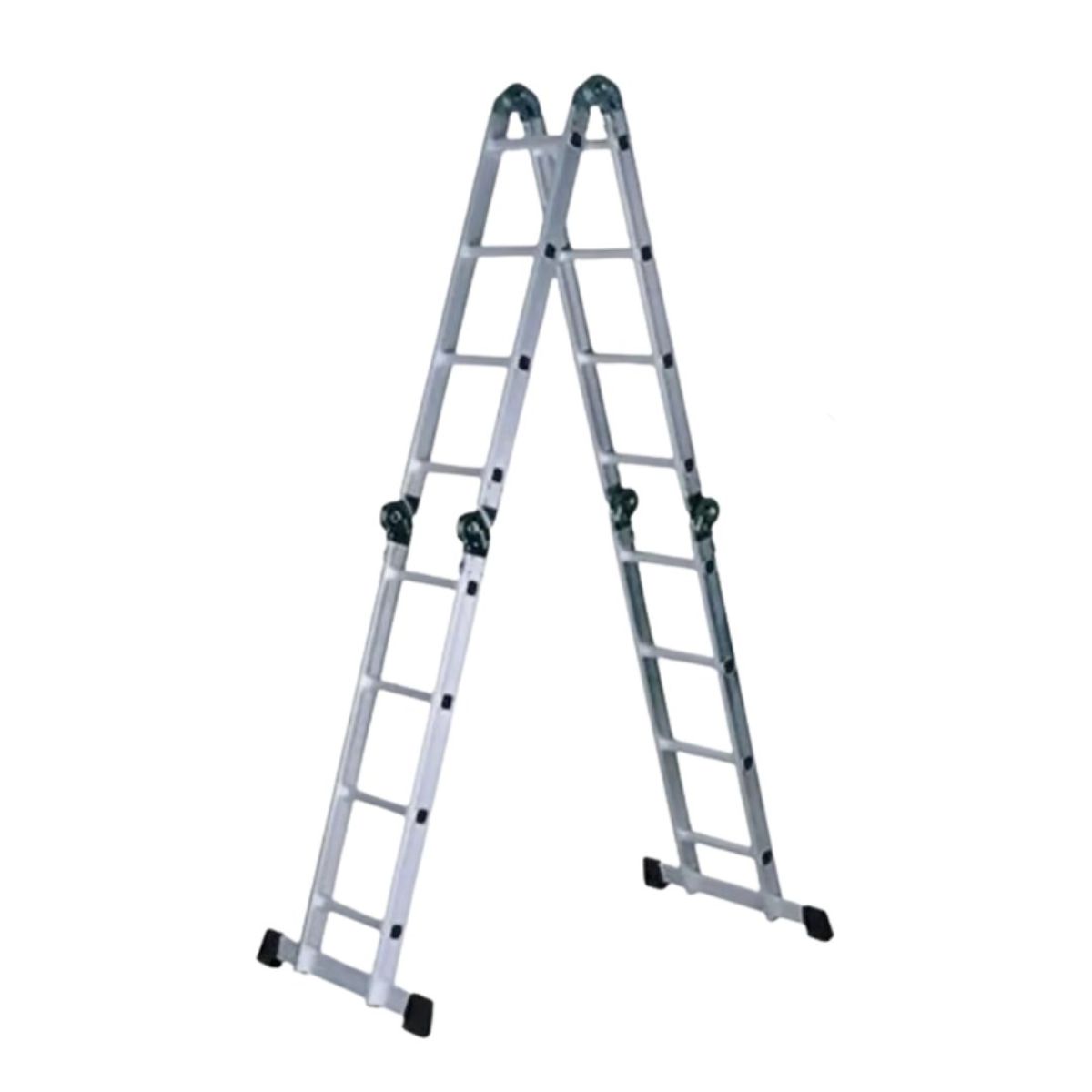 QRUBBER - Escalera multiposición articulada aluminio 16 peldaños 4.6 M - QRubber