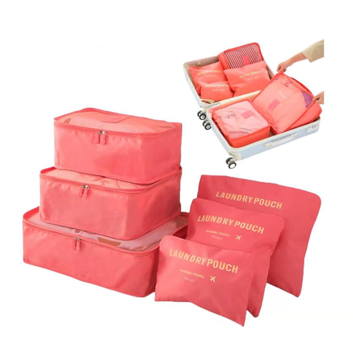 GENERICO - Set Organizadores de Maleta Bolsas Impermeable para Viaje 6PCS Melón