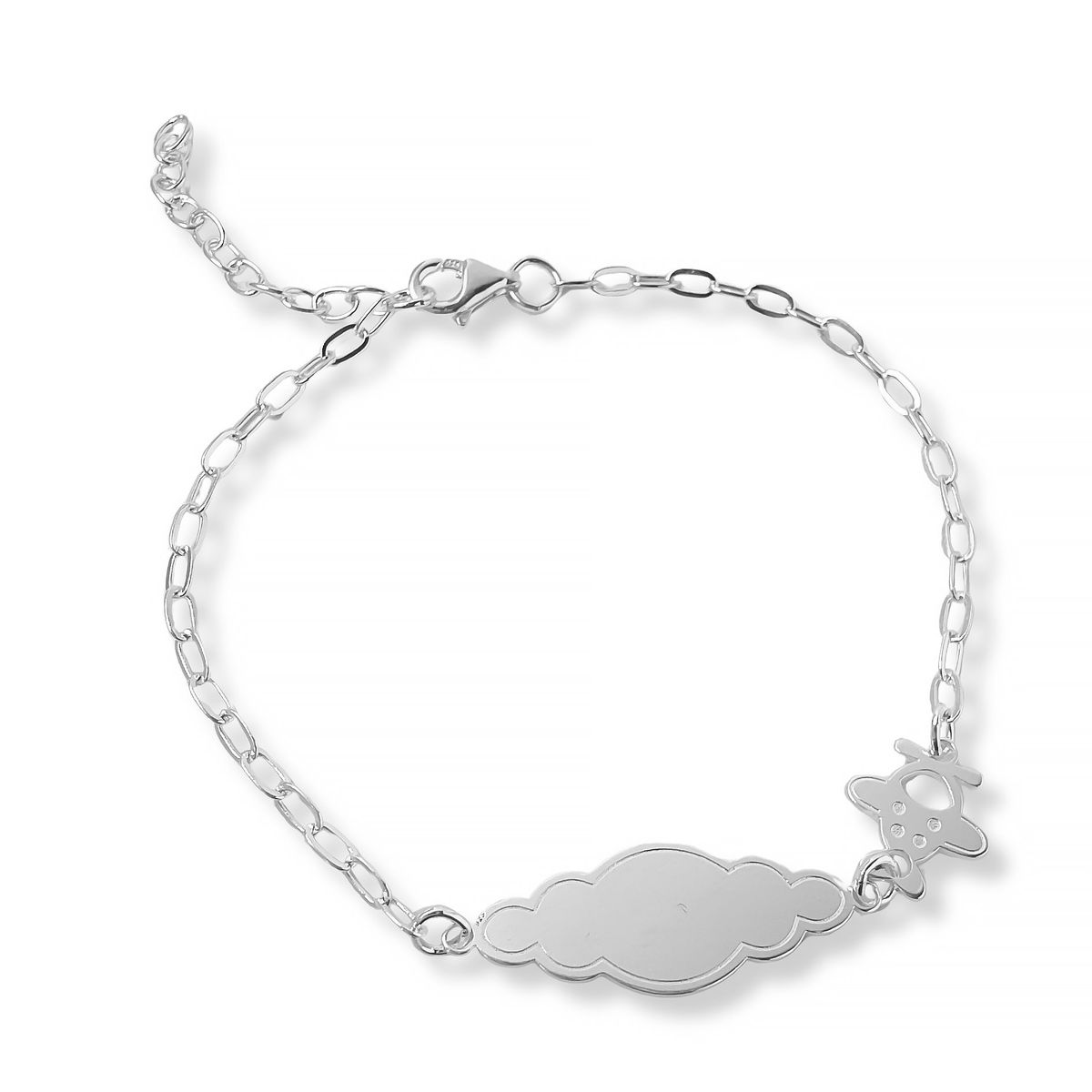 AMBAR JOYERIA - Pulsera de Plata PLACA NUBE NIÑA