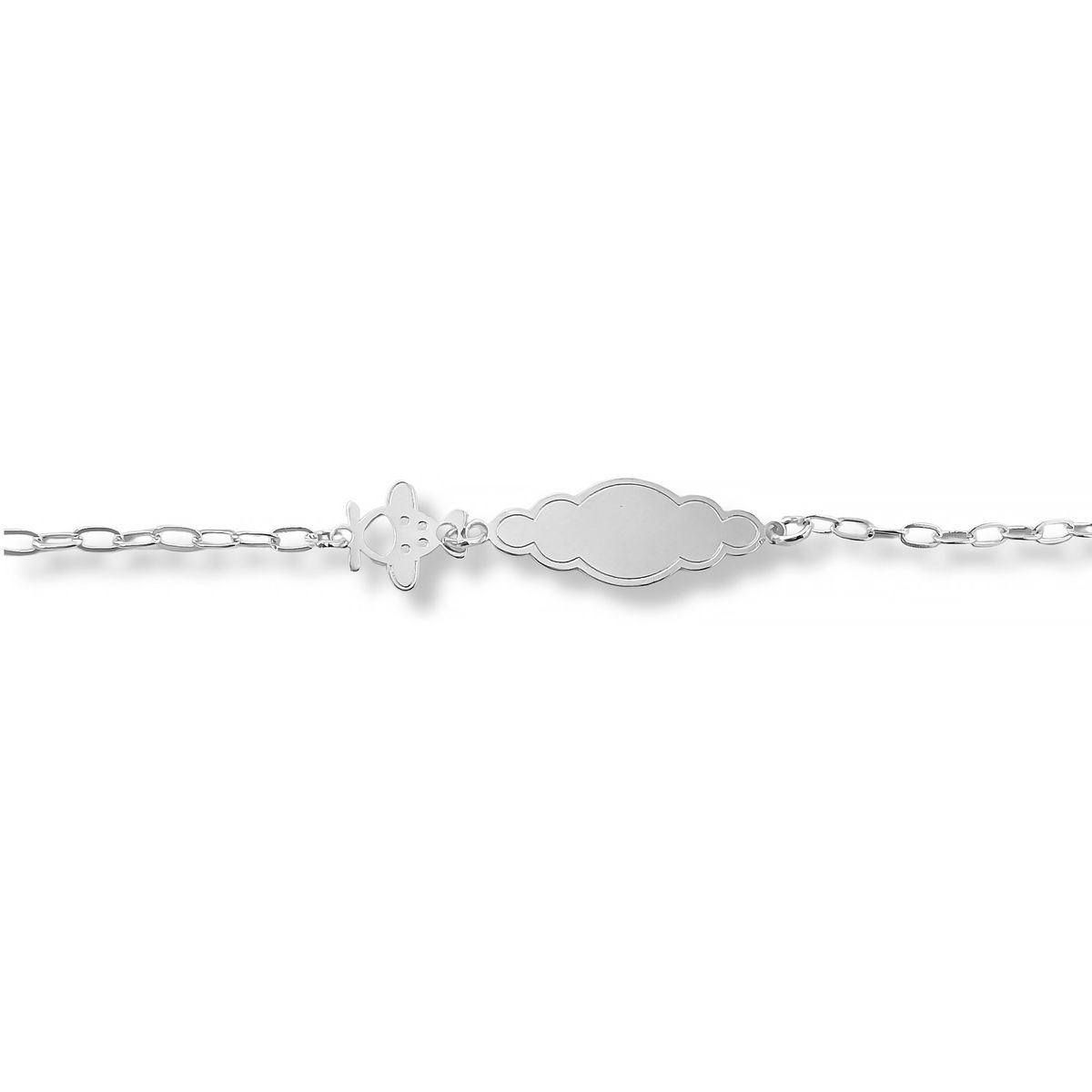 AMBAR JOYERIA - Pulsera de Plata PLACA NUBE NIÑA