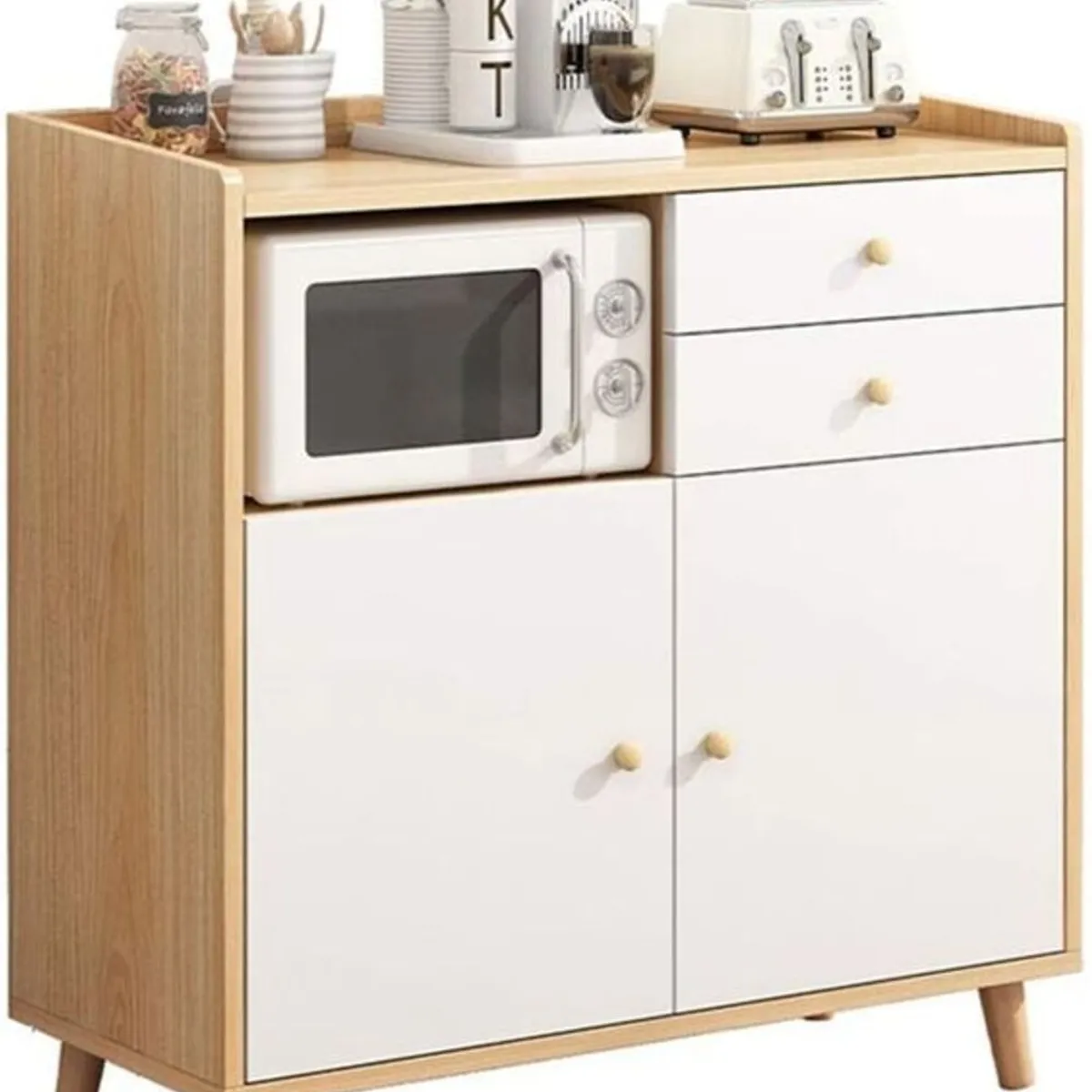 GENERICO - Mueble de Microondas Estefanía 2 cajones 2 puertas R&R Muebles