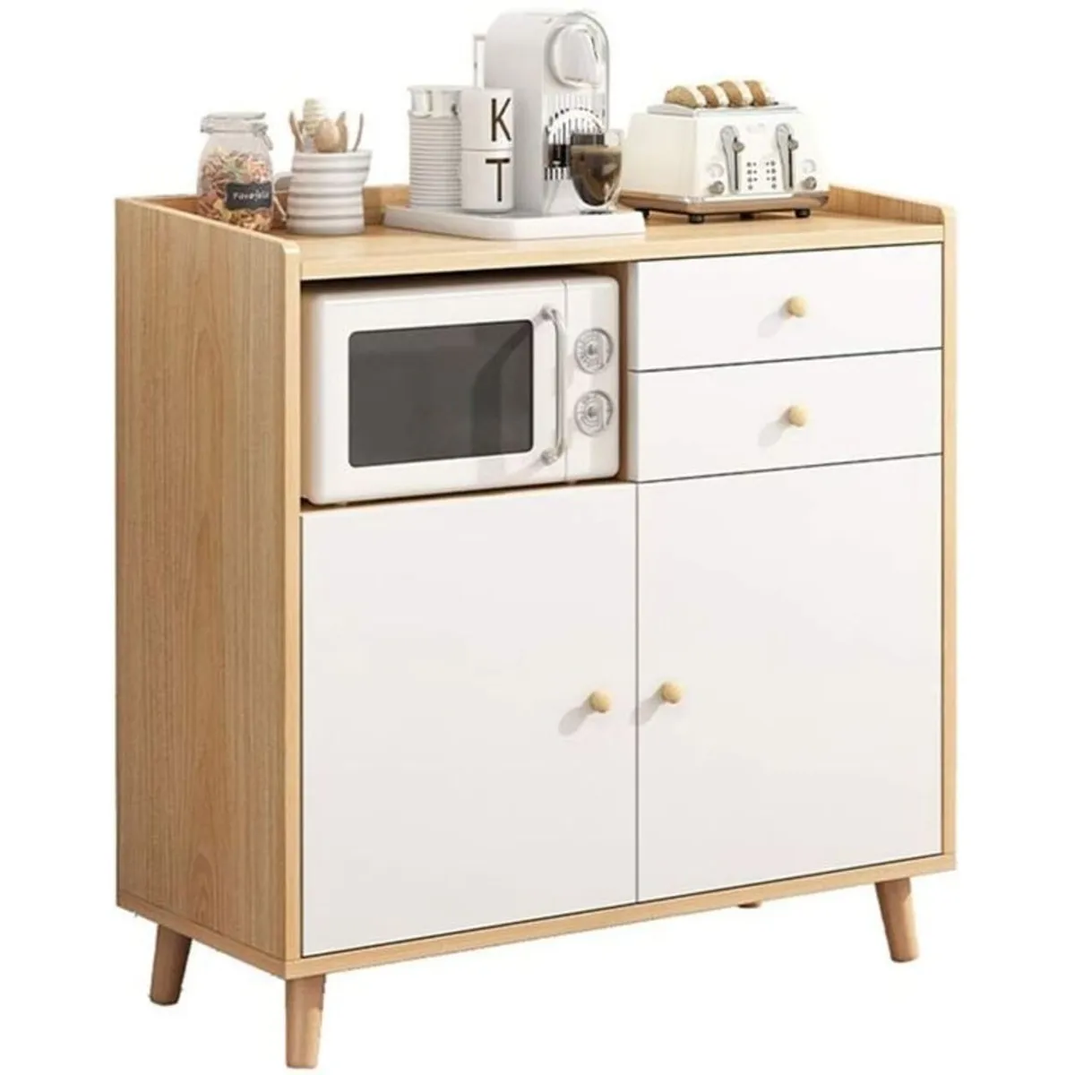 GENERICO - Mueble de Microondas Estefanía 2 cajones 2 puertas R&R Muebles