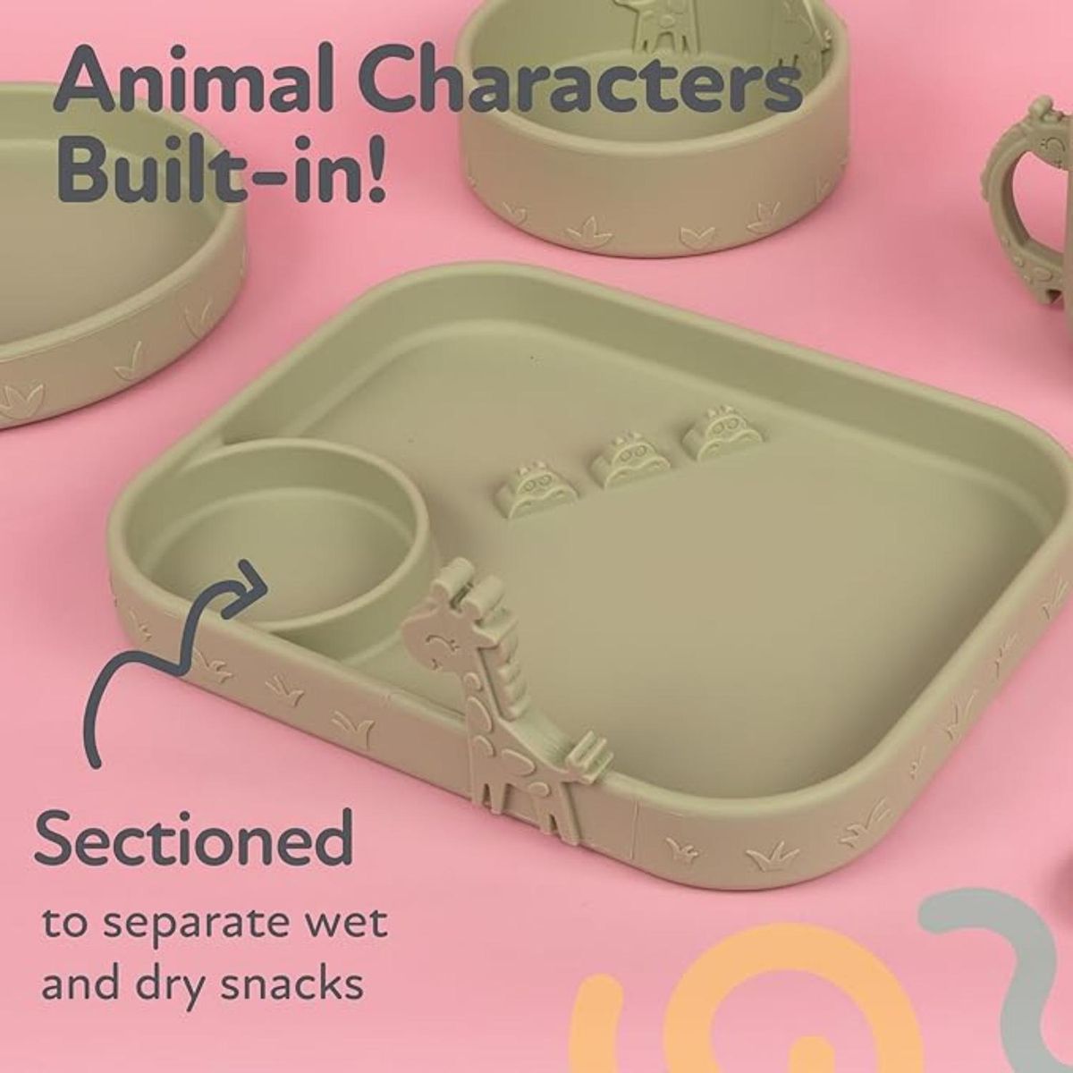 NUBY - Plato de Silicona Nuby sin BPA - Jirafa Verde