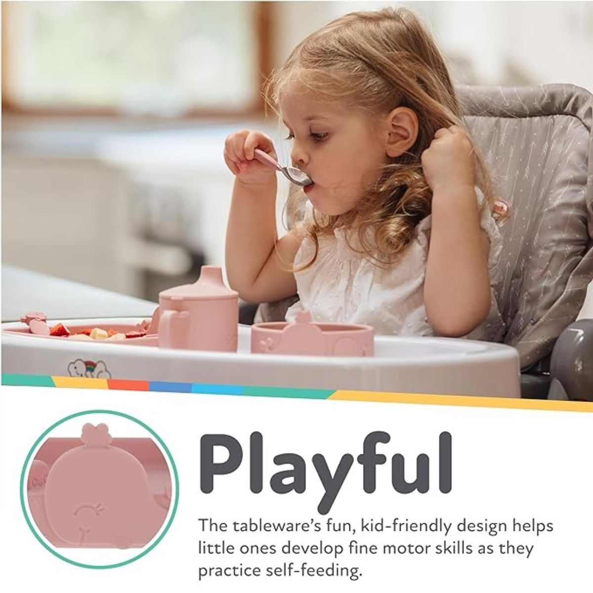 NUBY - Plato de Silicona Nuby sin BPA - Ballena Rosa