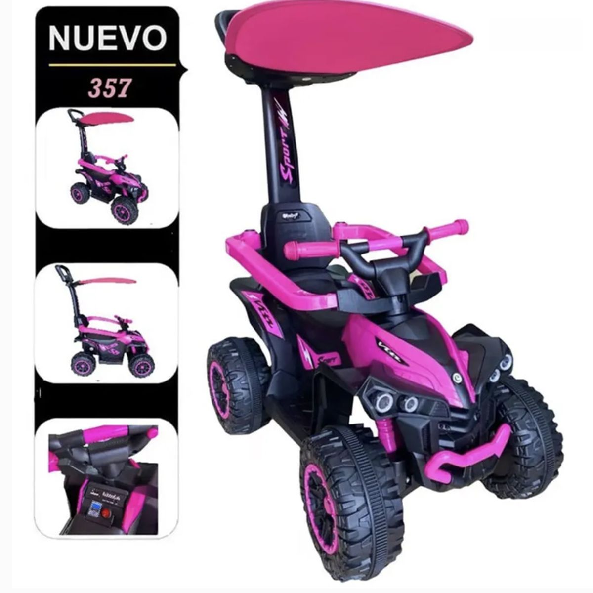 GENERICO - Cuatrimoto 3en1 Buggy con Guiador Electrico Musical ROSADO